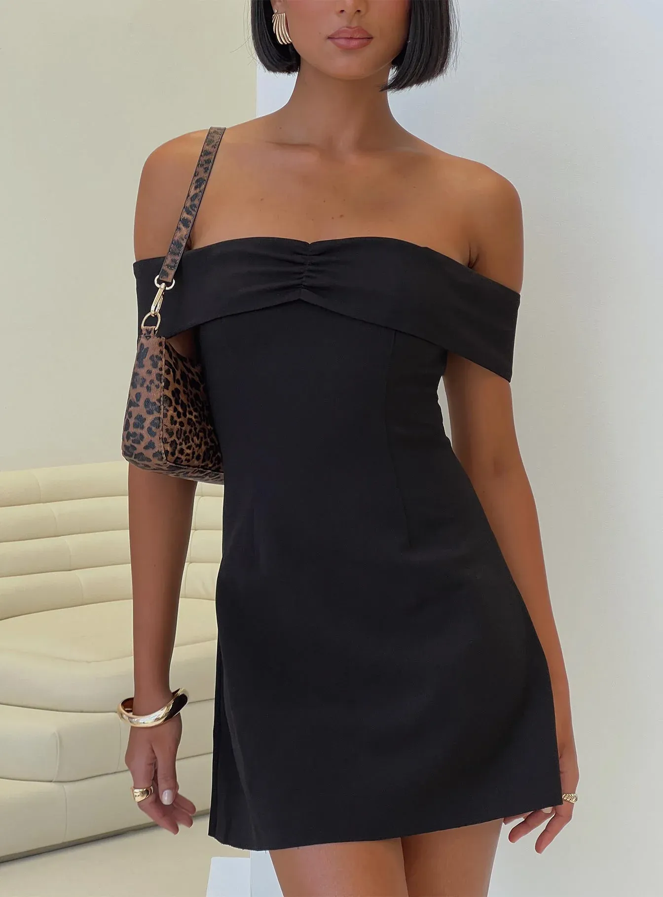 Lanes Off The Shoulder Mini Dress Black Tall