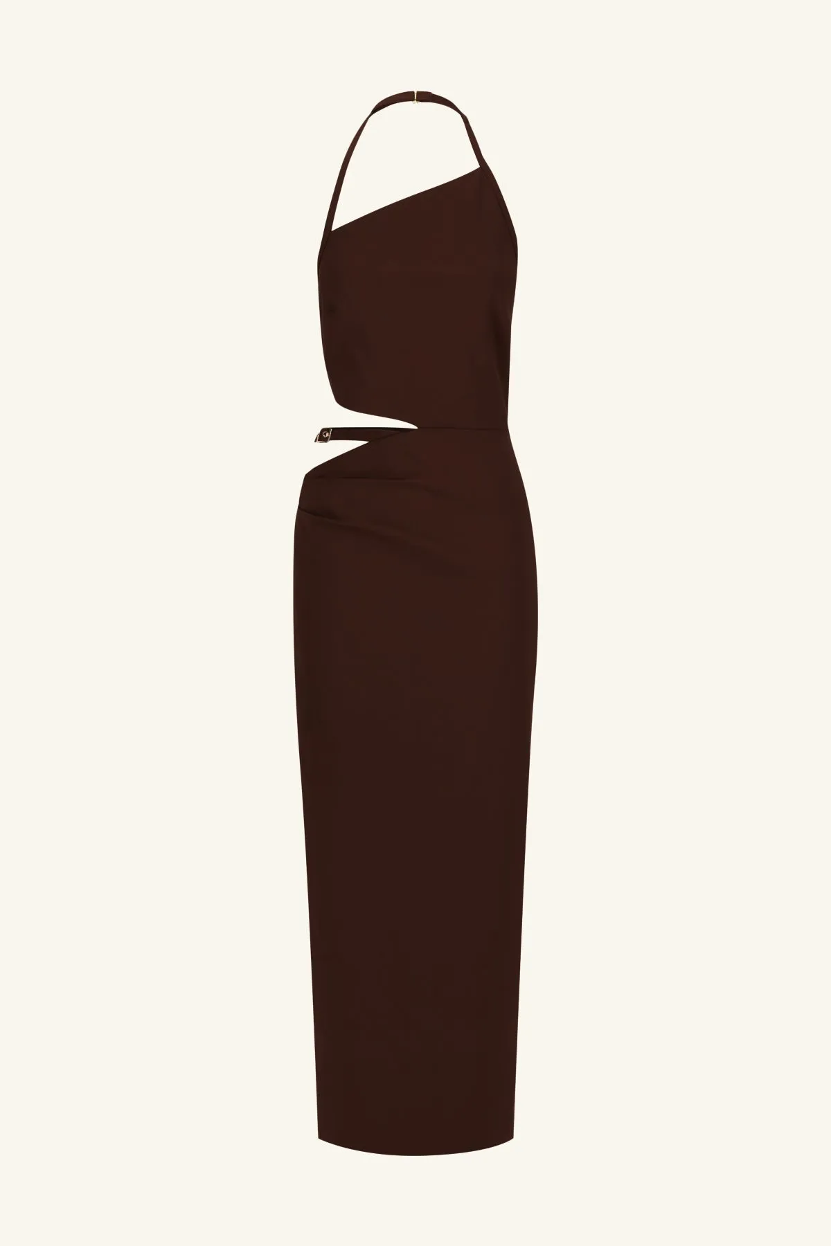 LANI CUT OUT BUCKLE MIDI DRESS - ESPRESSO