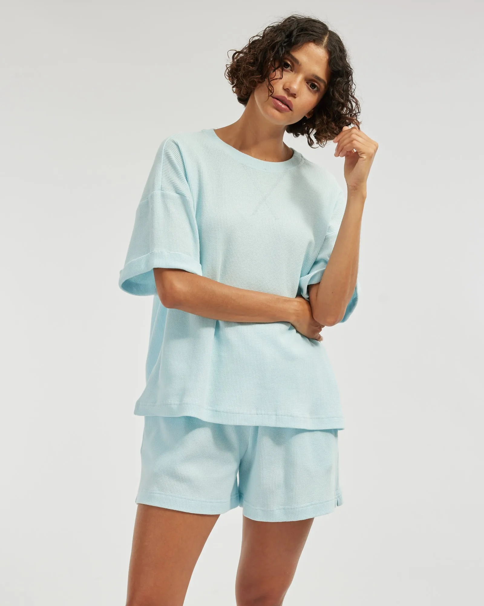 Laurie Waffle Tee - Sky Blue