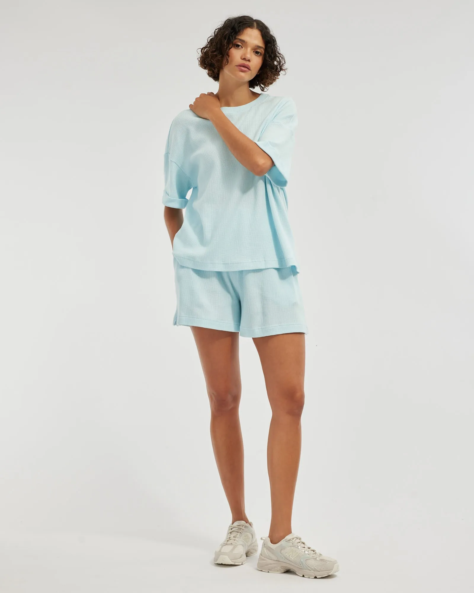 Laurie Waffle Tee - Sky Blue