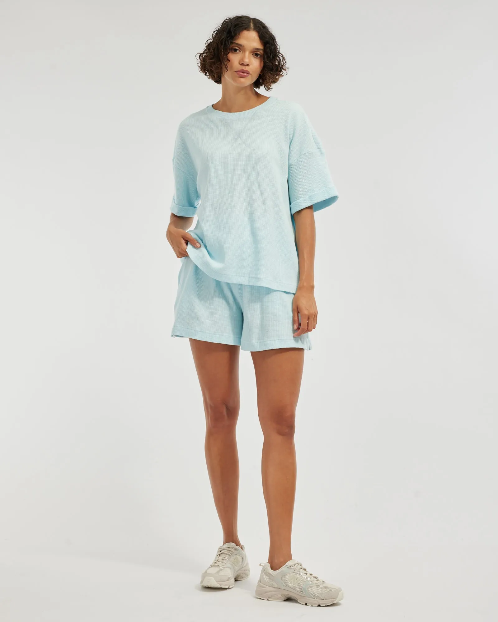 Laurie Waffle Tee - Sky Blue