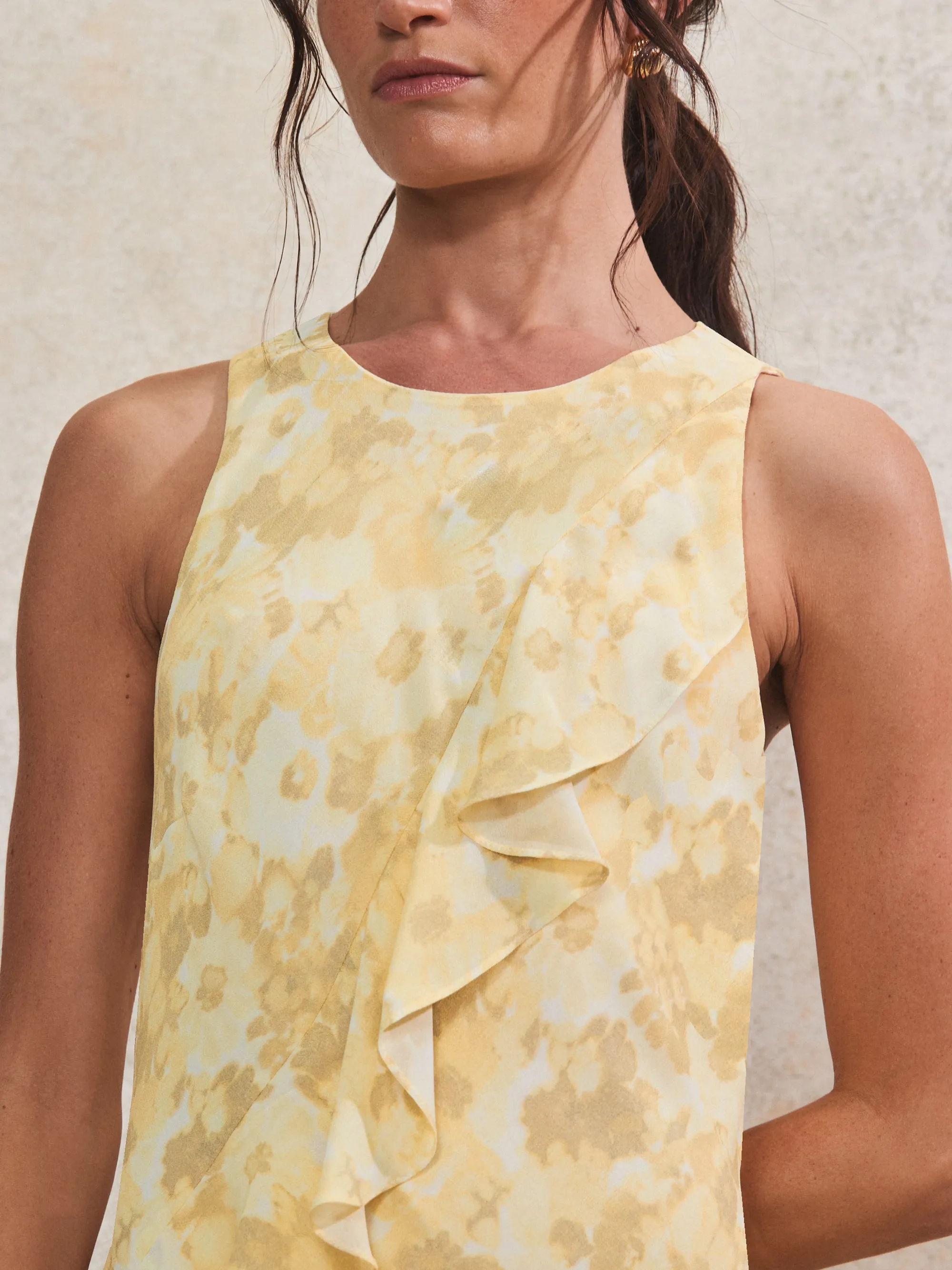 Layla Buttermilk Floral-Print Ruffle-Detail Dress