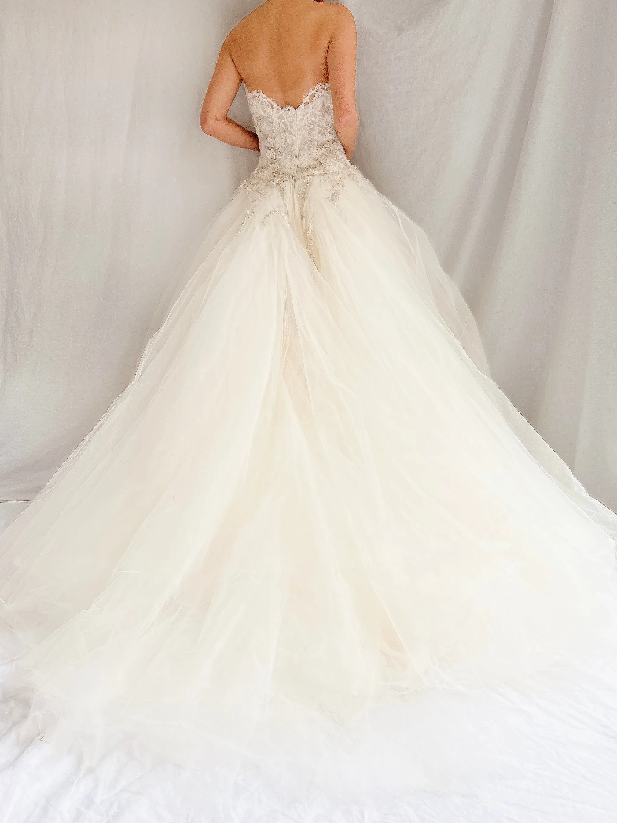 Lazaro Strapless Tulle Gown Sweetheart Bodice - XS/2