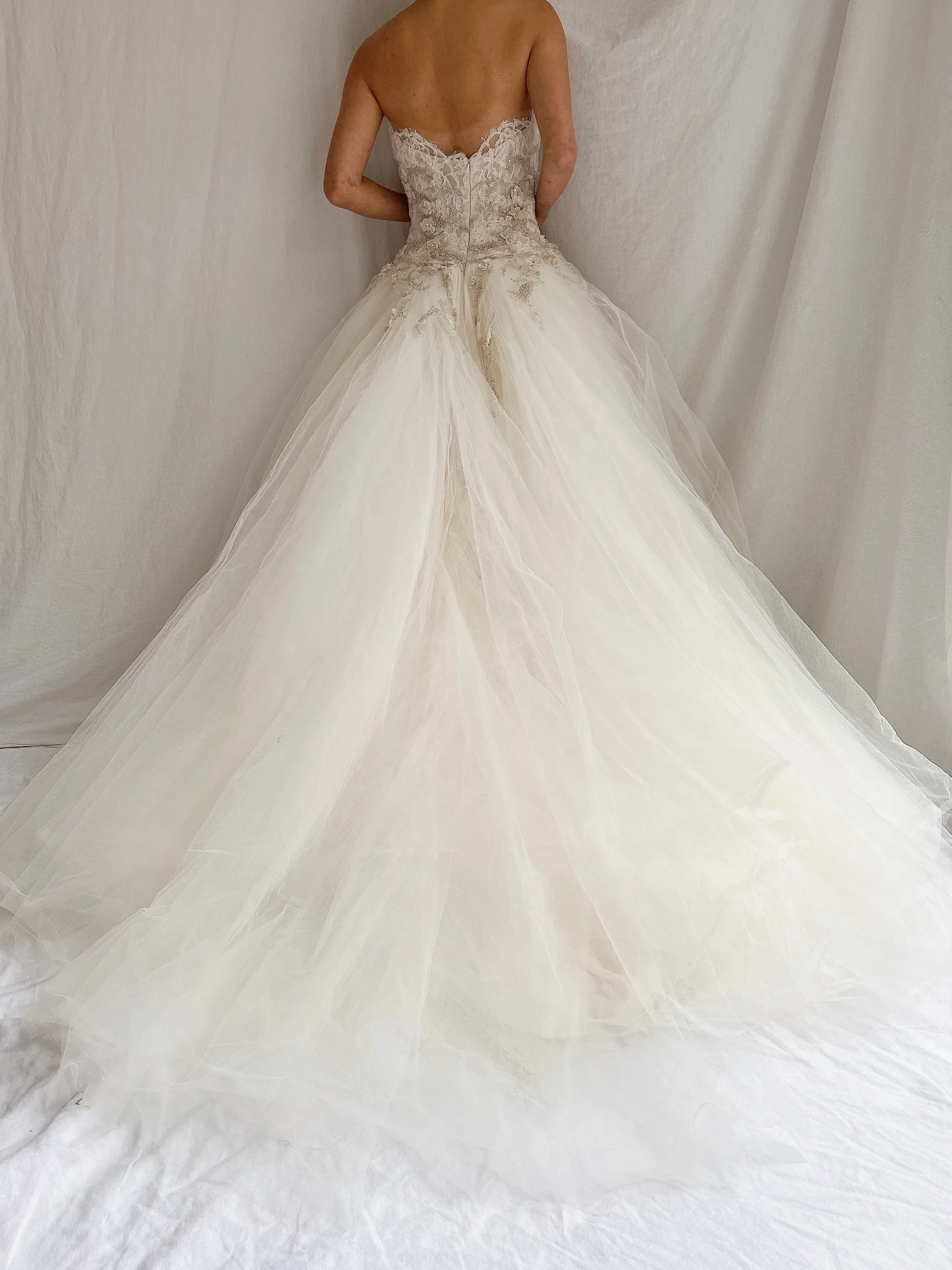 Lazaro Strapless Tulle Gown Sweetheart Bodice - XS/2