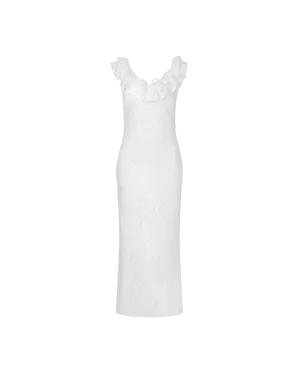 LEONIE RUFFLE DRESS WHITE