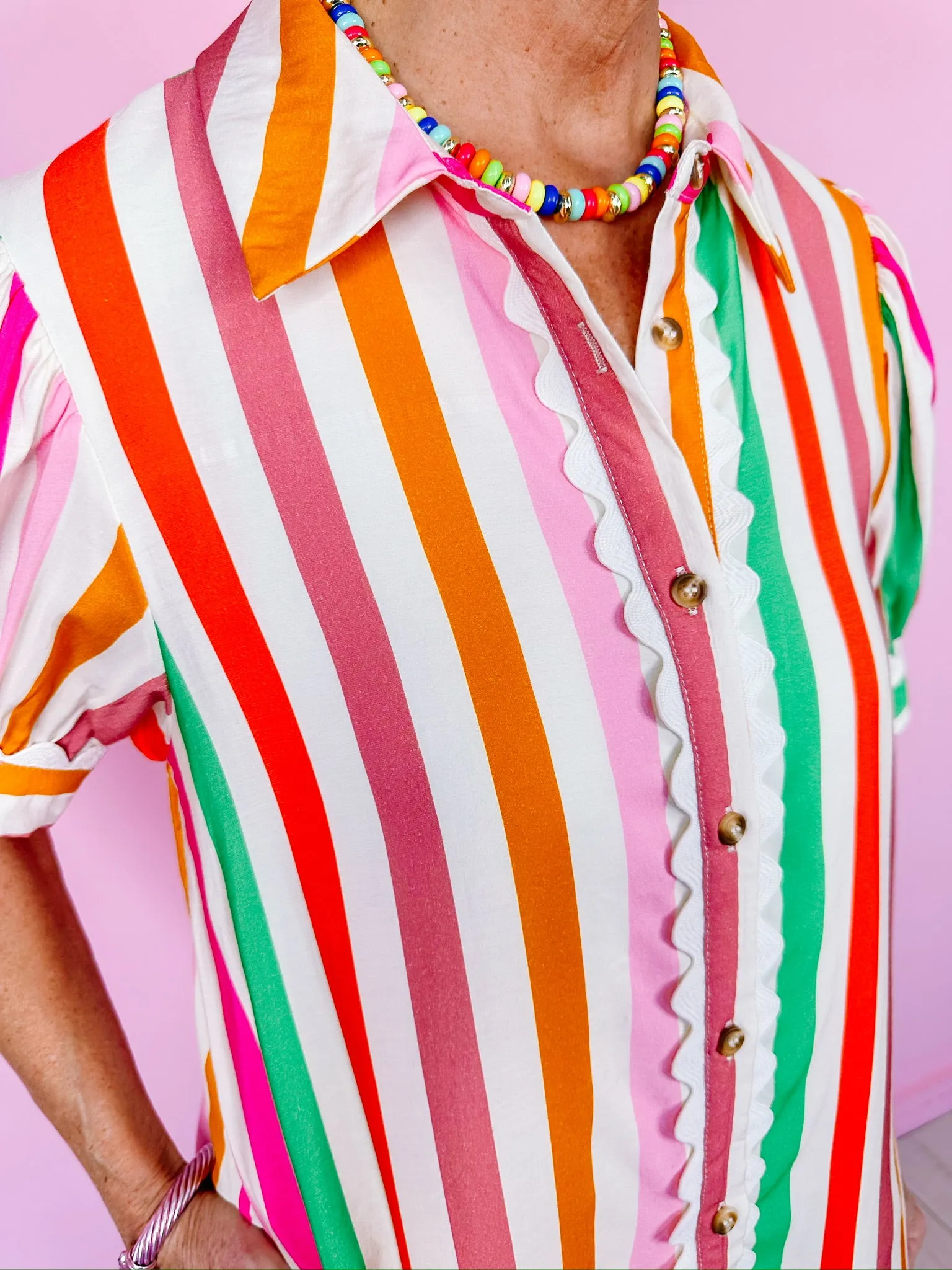 LIFE FULL OF COLOR STRIPE RIC RAC TRIM DRESS