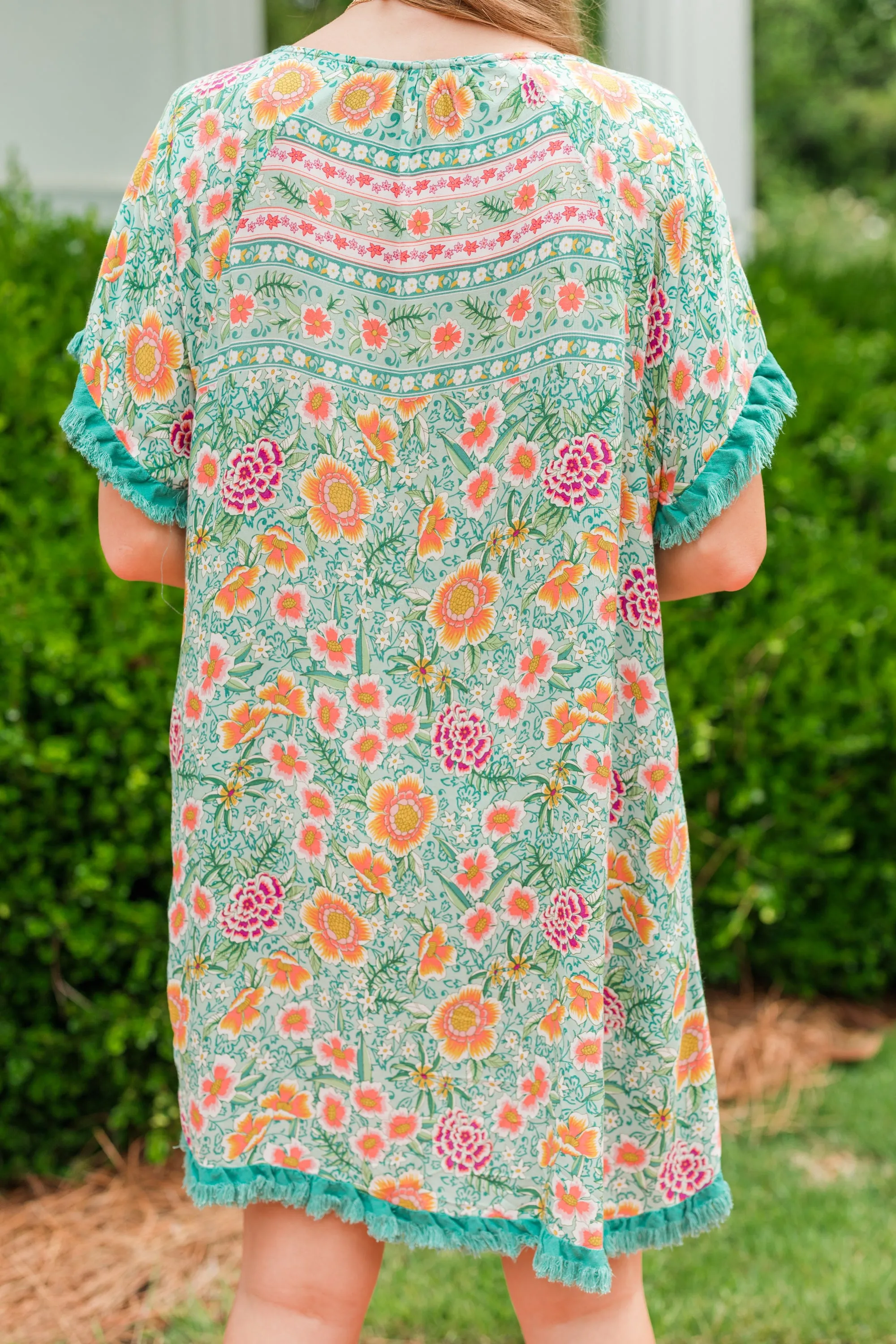 Looking For Love Jade Green Mixed Print Dress