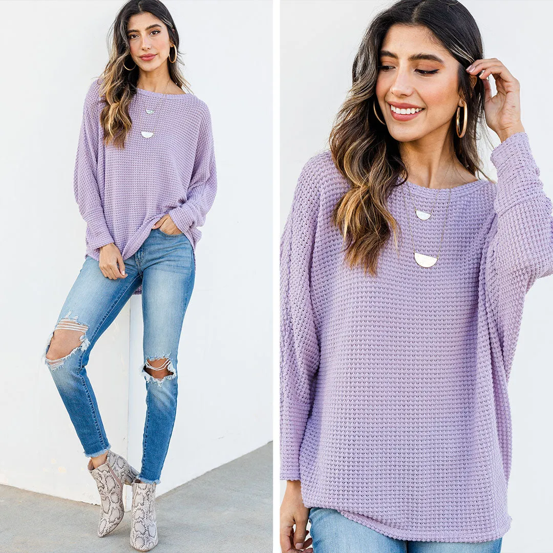 Looking For You Lavender Purple Waffle Top