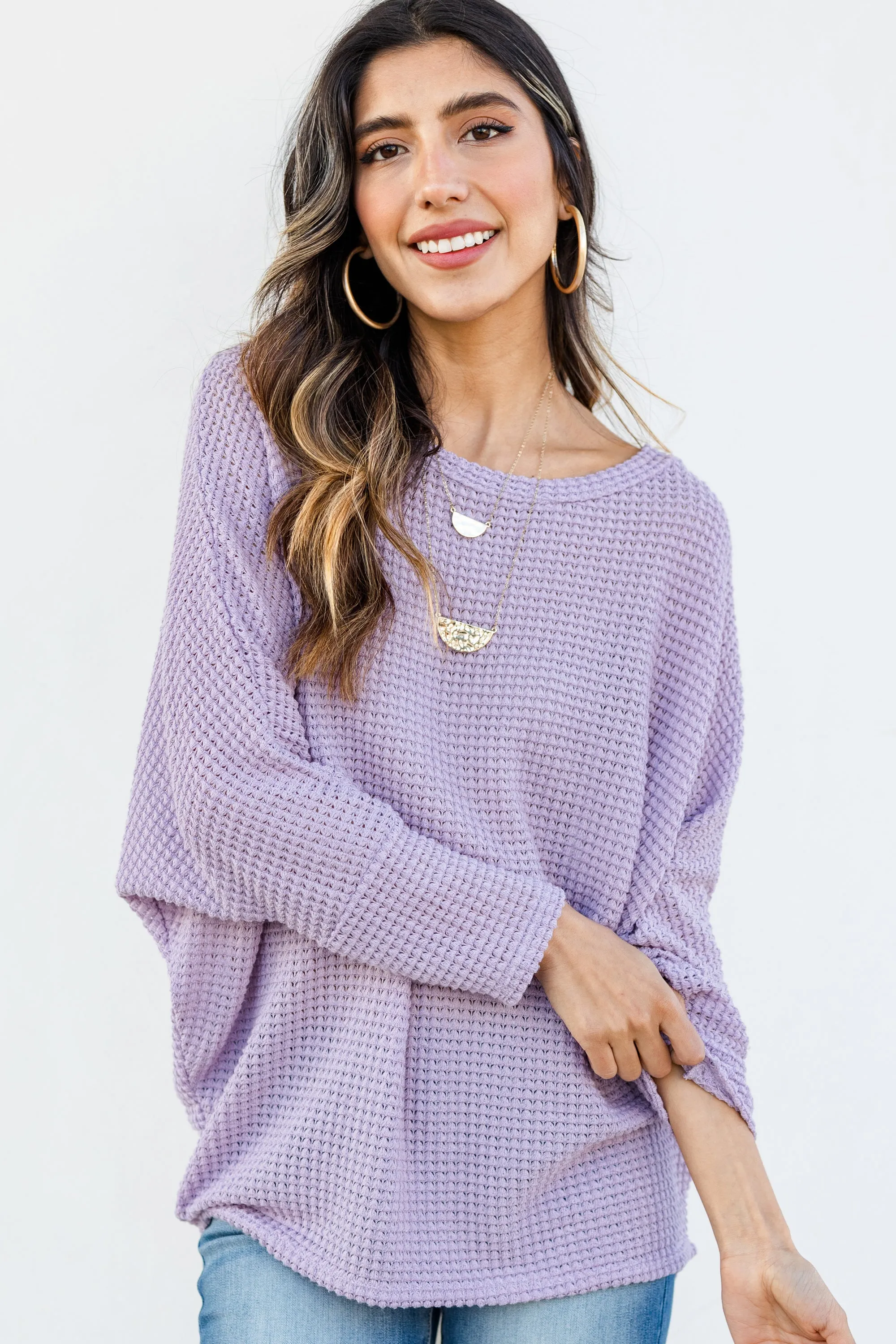 Looking For You Lavender Purple Waffle Top