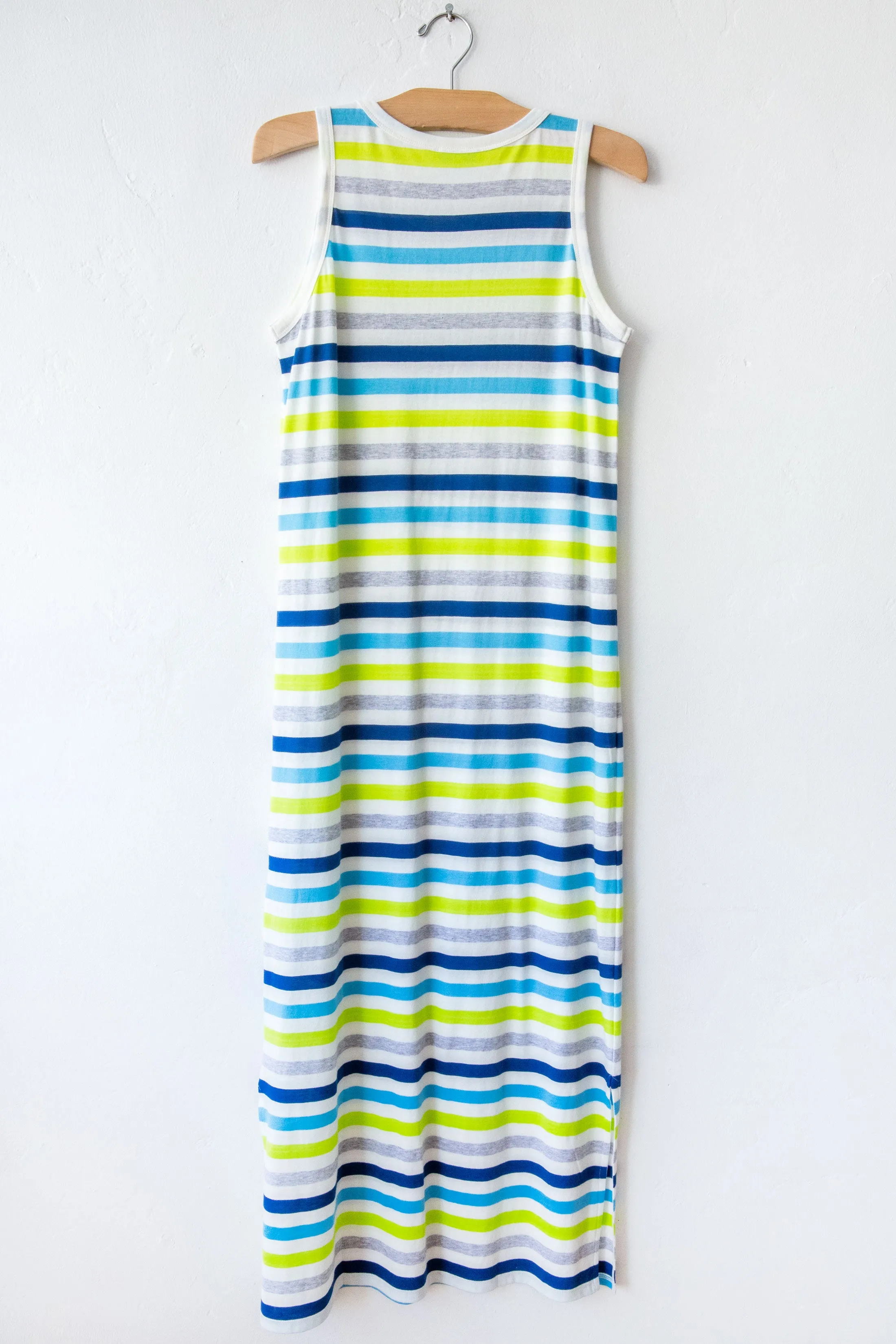 lost & found turq stripe long tank dress