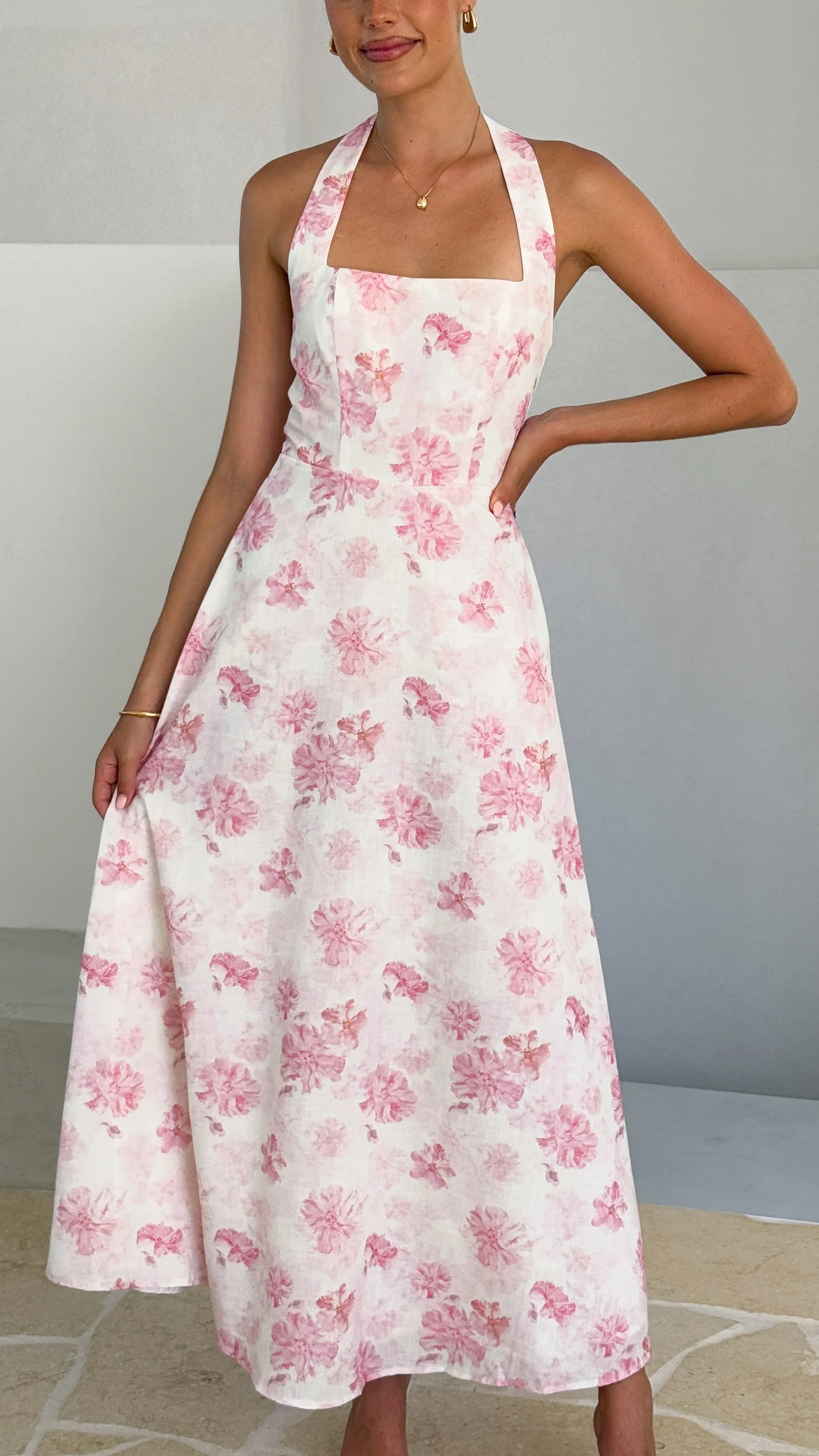 Mady Maxi Dress - Pink Floral