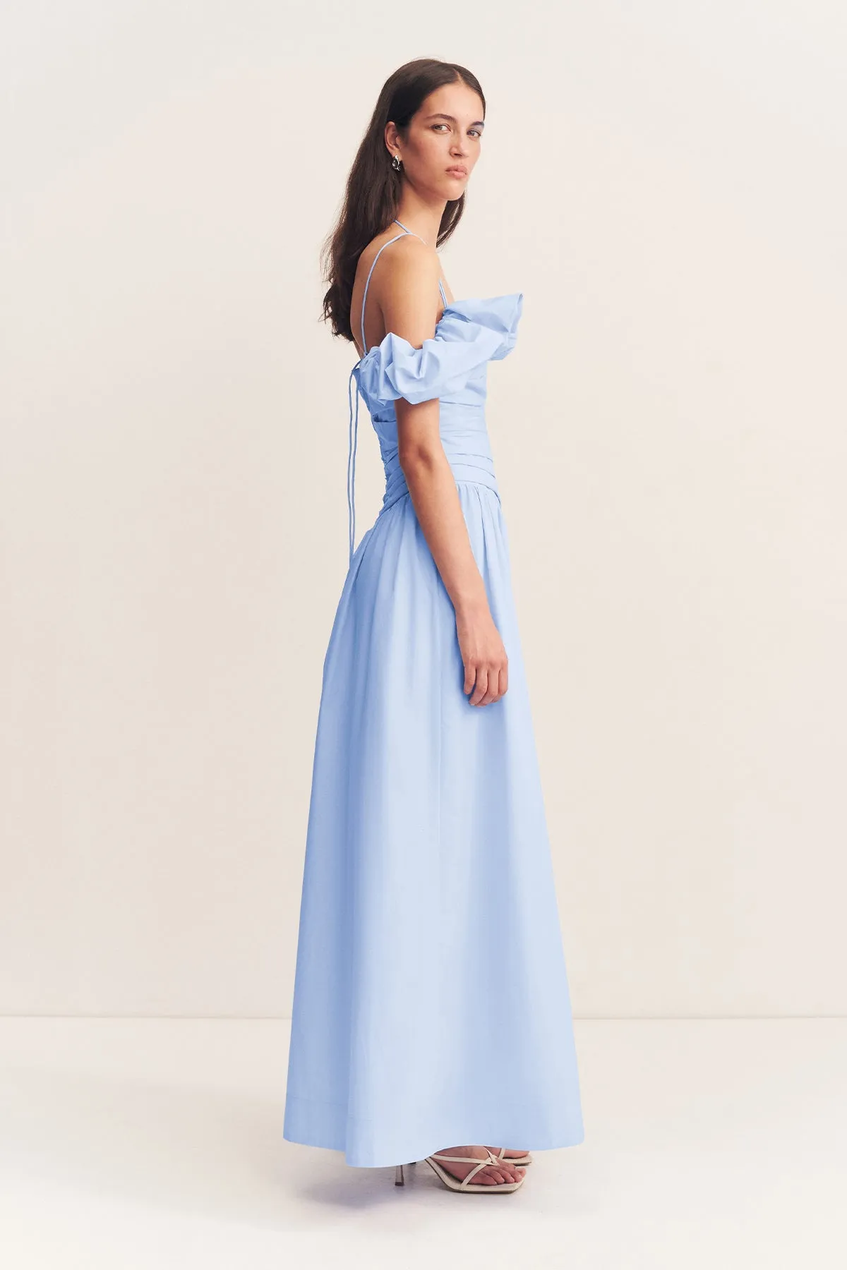 MAIORI BUBBLE SLEEVE MAXI DRESS - CORNFLOWER BLUE