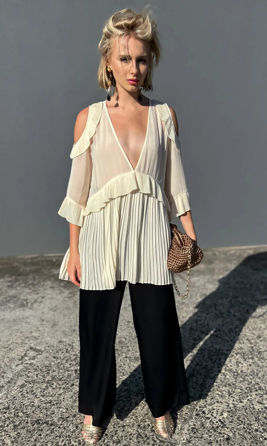 Malene Birger Pleated Cali Top- Cream