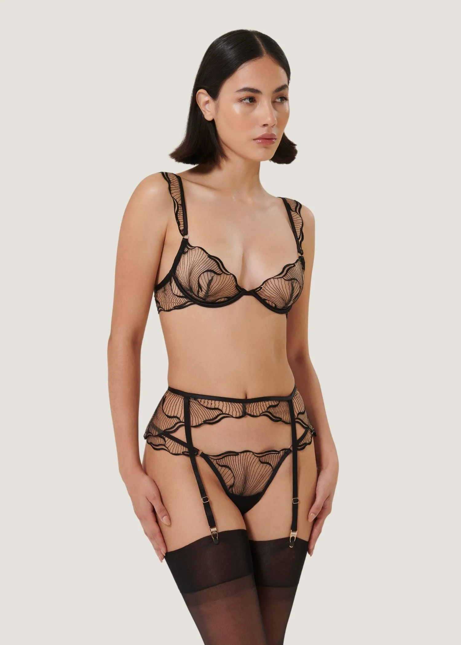 Marabel Suspender (Black/Sheer)