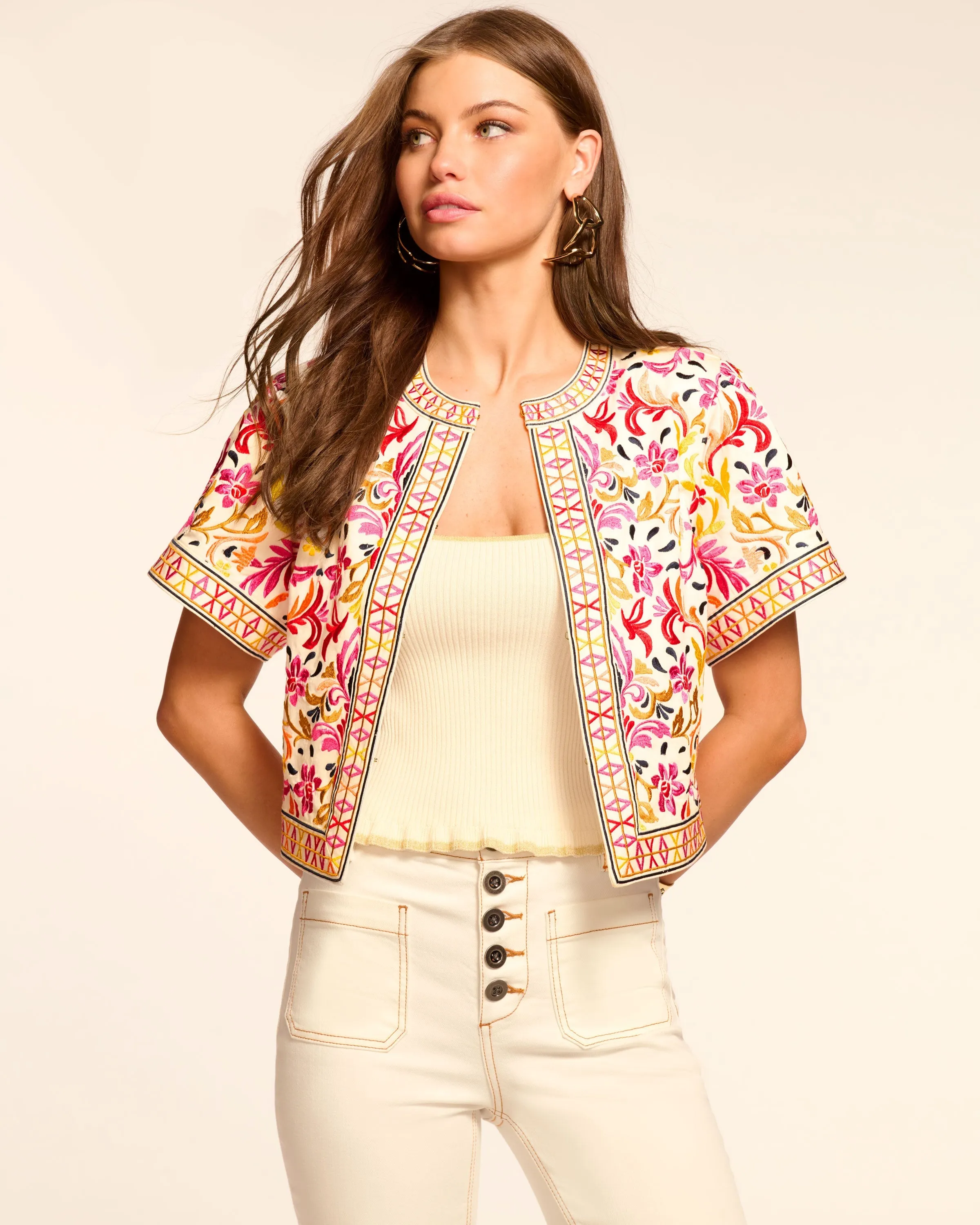 Maya Embroidered Short Sleeve Jacket