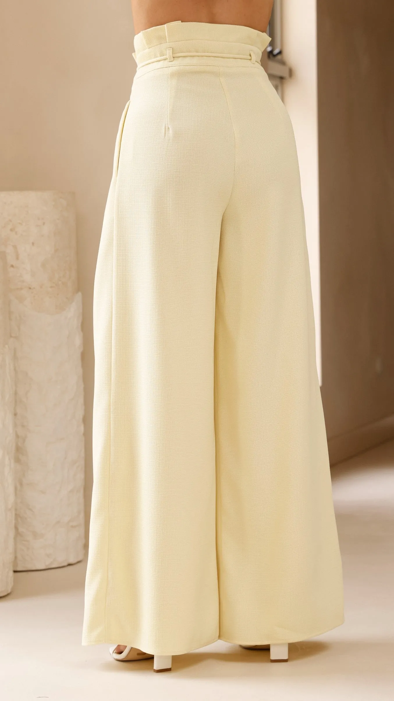 Melinda High Waist Pants - Soft Yellow