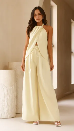 Melinda High Waist Pants - Soft Yellow