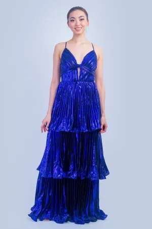 Metallic Purple Ruffle Tier Gown