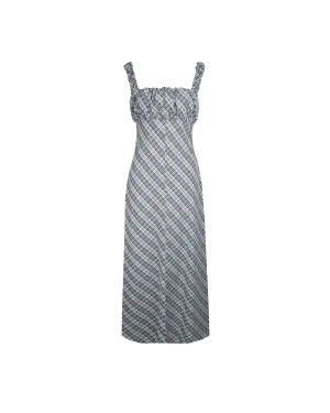 MICKEY MAXI DRESS NAVY YELLOW TARTAN