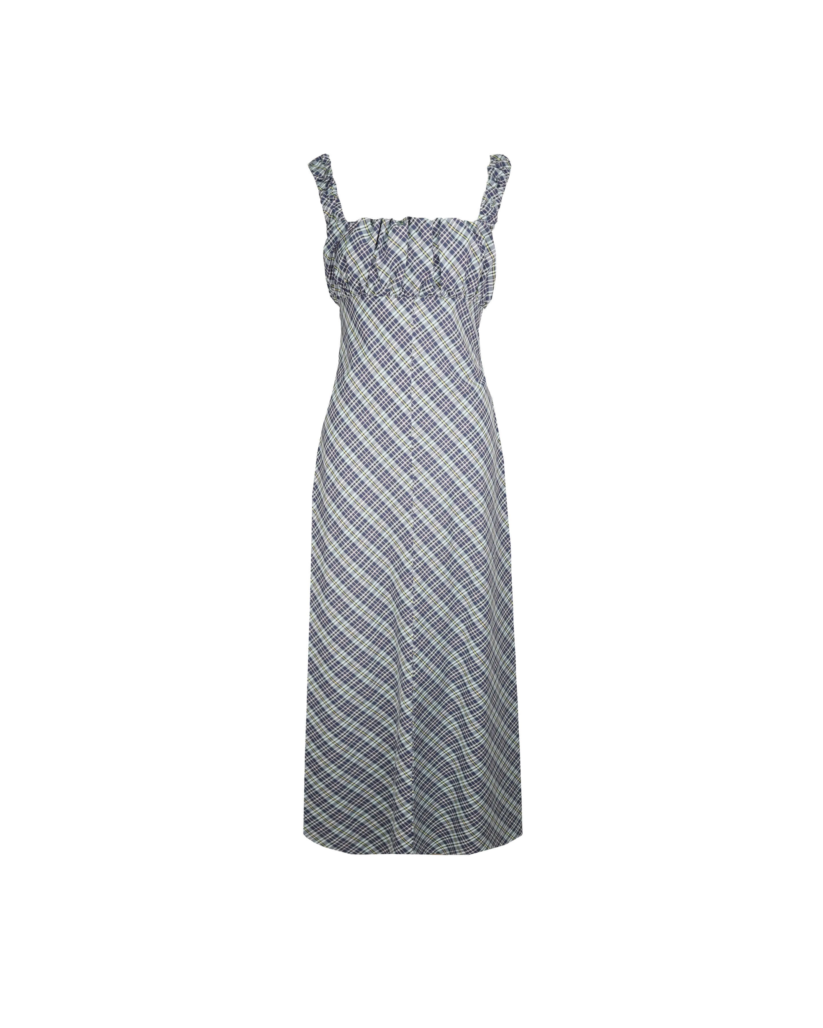 MICKEY MAXI DRESS NAVY YELLOW TARTAN