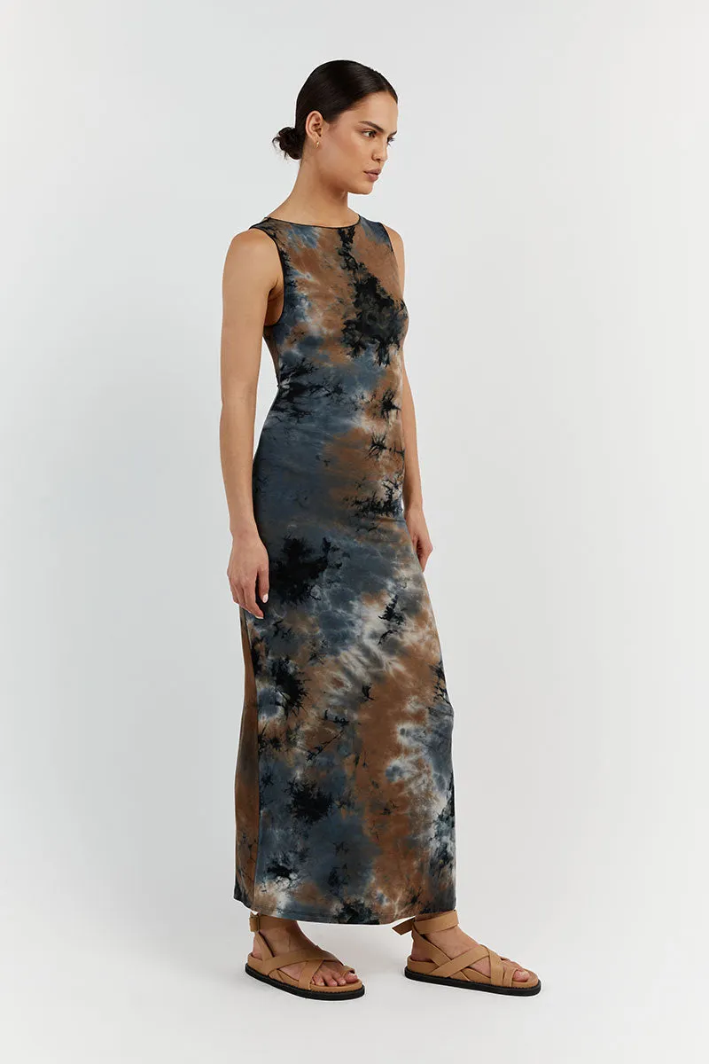 MILLEN BLUE TIE DYE MIDI DRESS