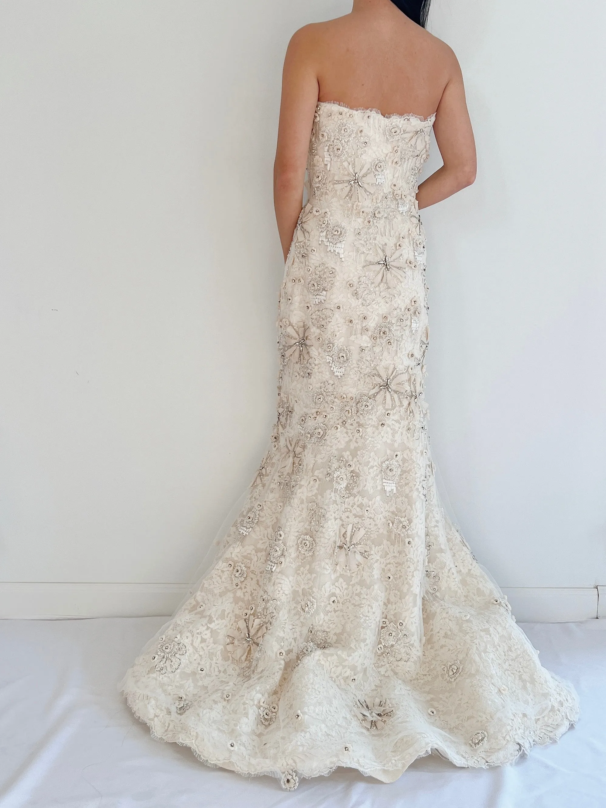 Monique Llhuilier 3D Lace Gown - S/4
