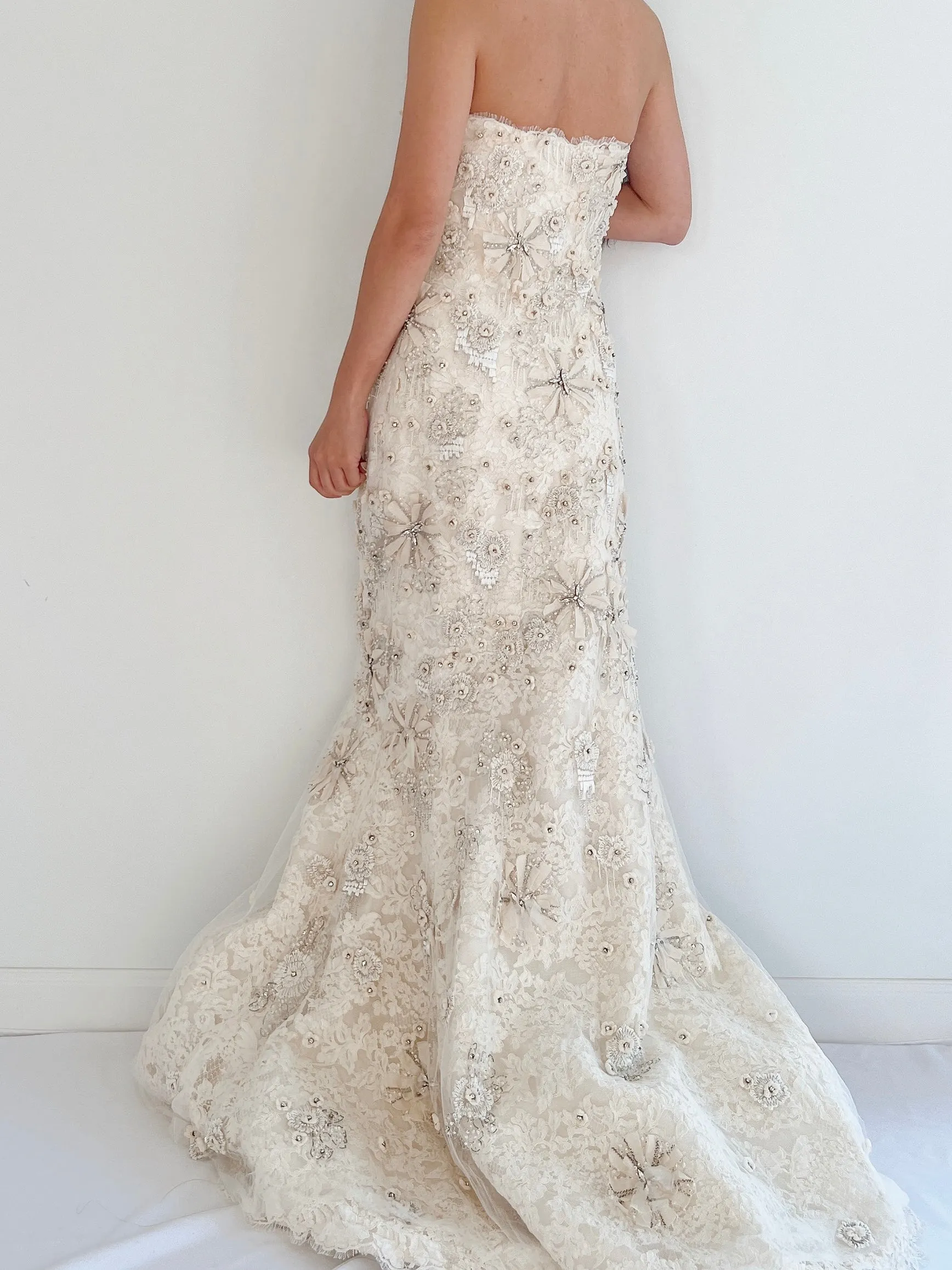 Monique Llhuilier 3D Lace Gown - S/4
