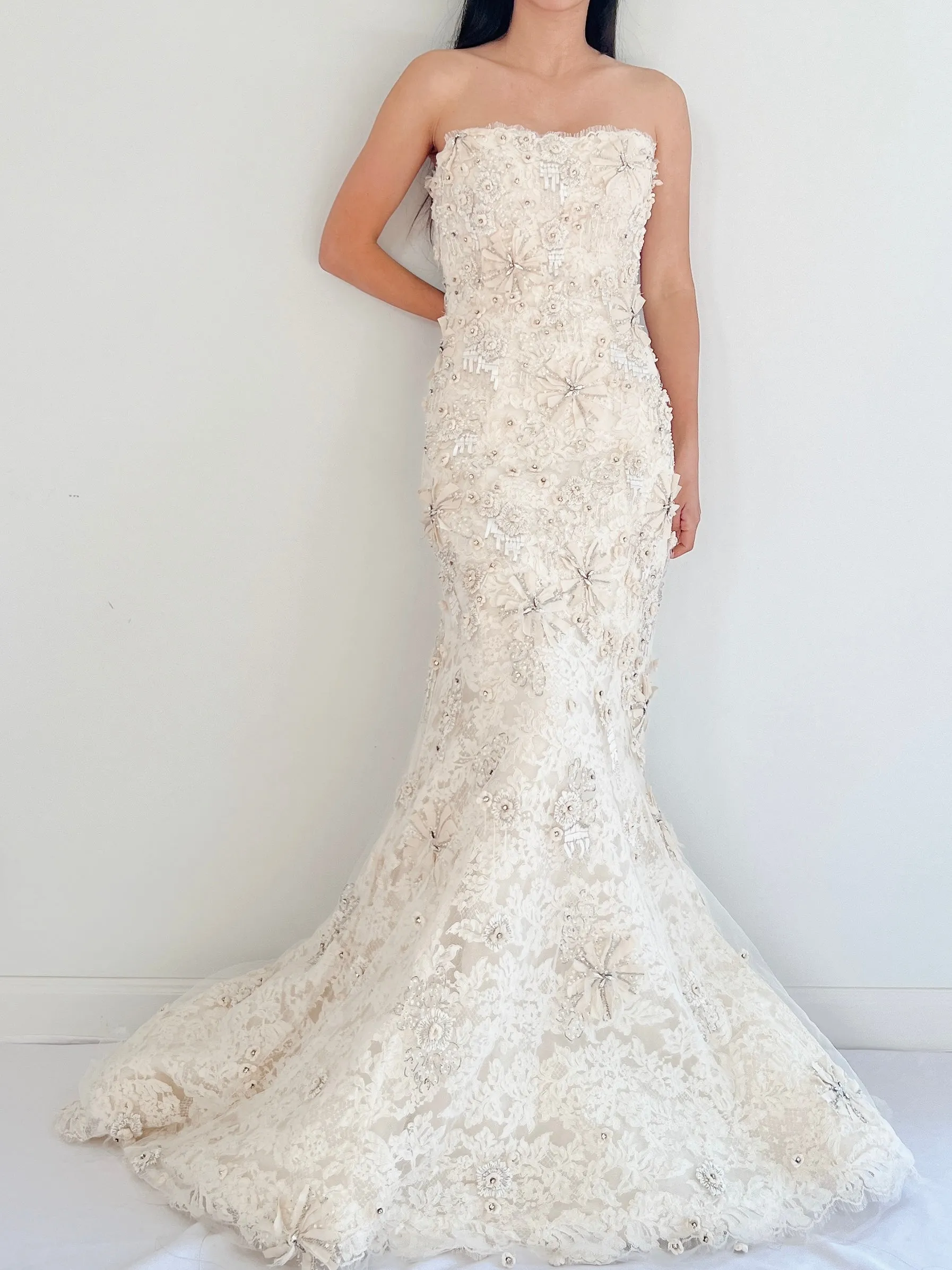 Monique Llhuilier 3D Lace Gown - S/4