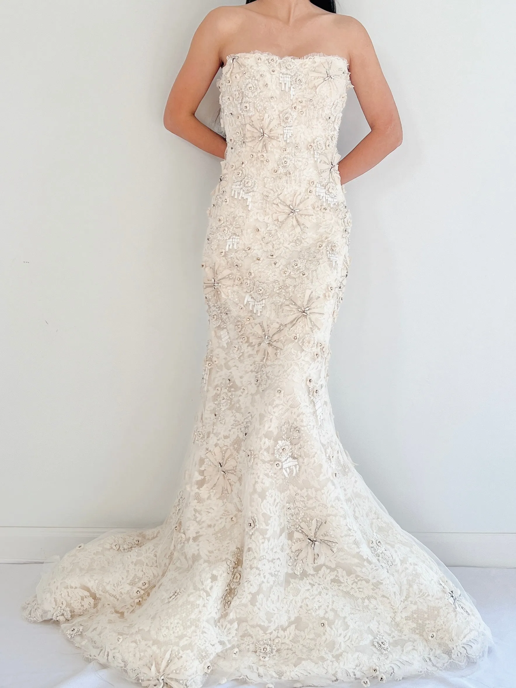 Monique Llhuilier 3D Lace Gown - S/4