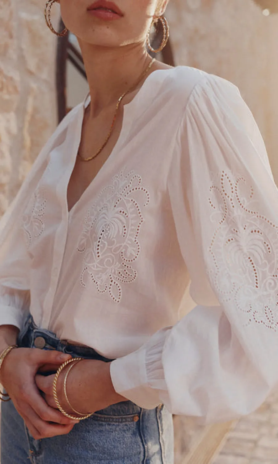 Morrocan Lace Blouse - Chalk