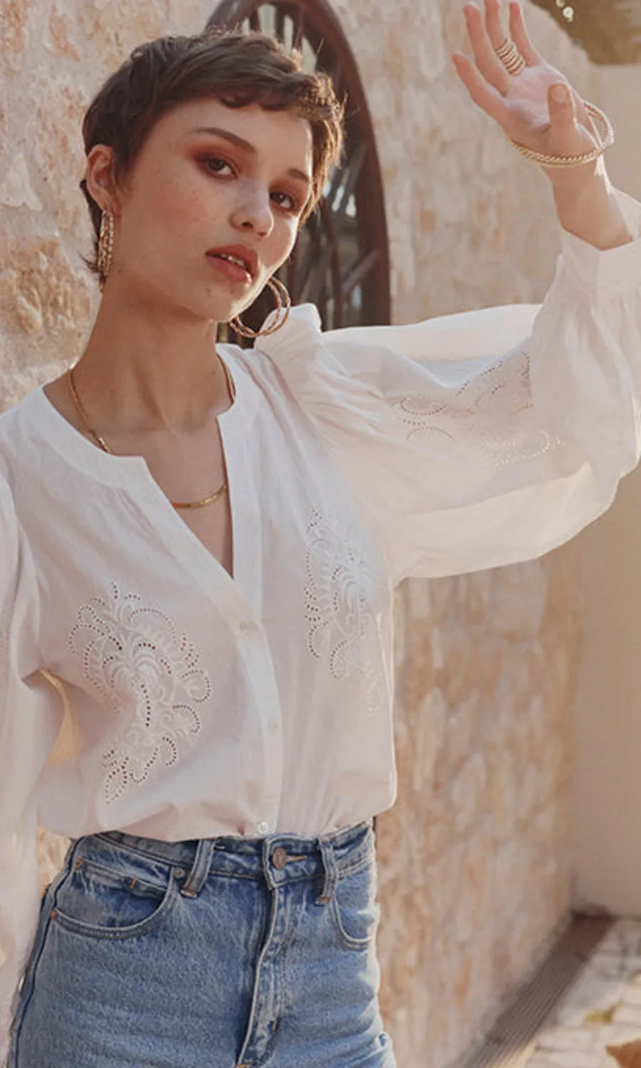 Morrocan Lace Blouse - Chalk