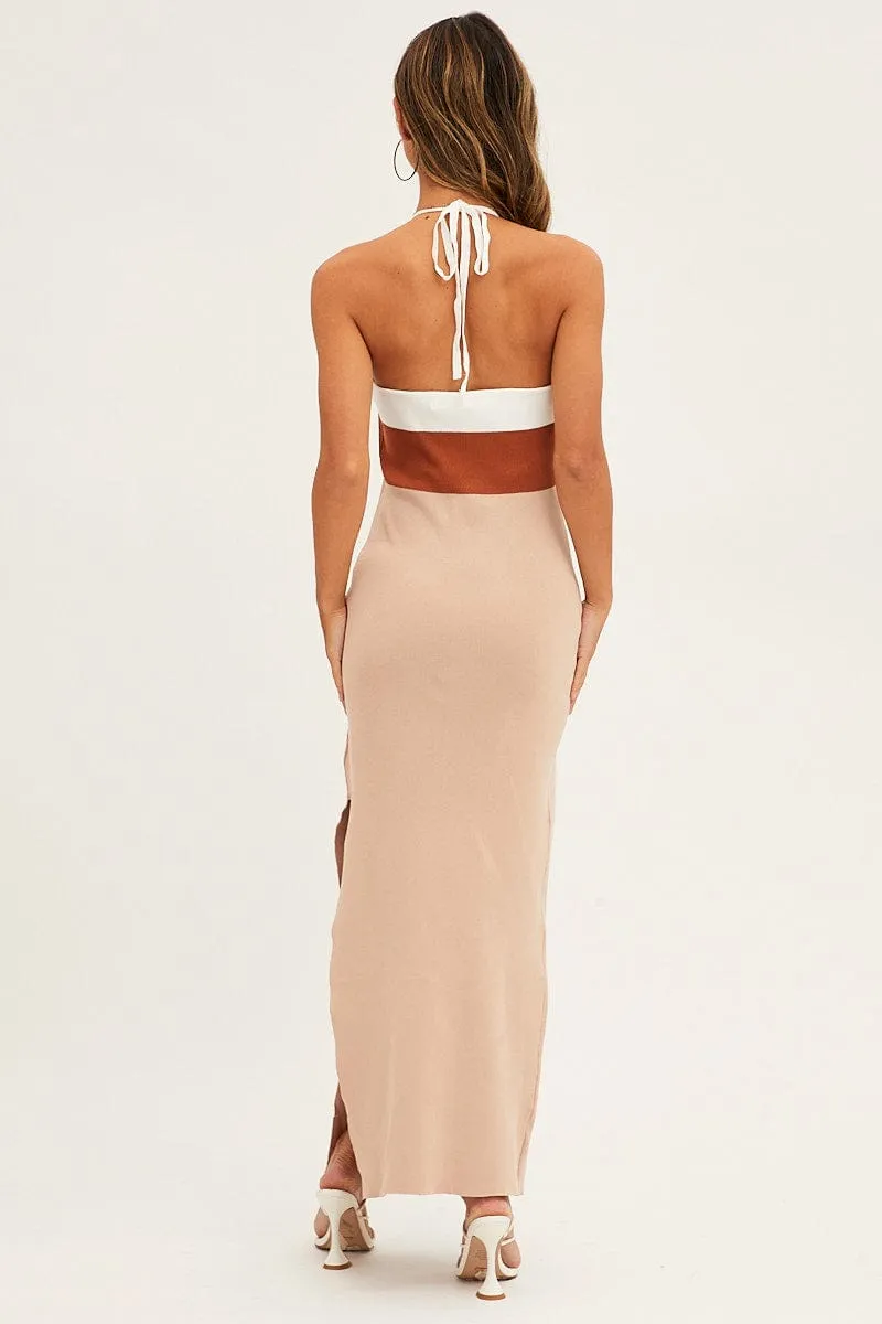 Multi Colorblock Kint Midi Dress