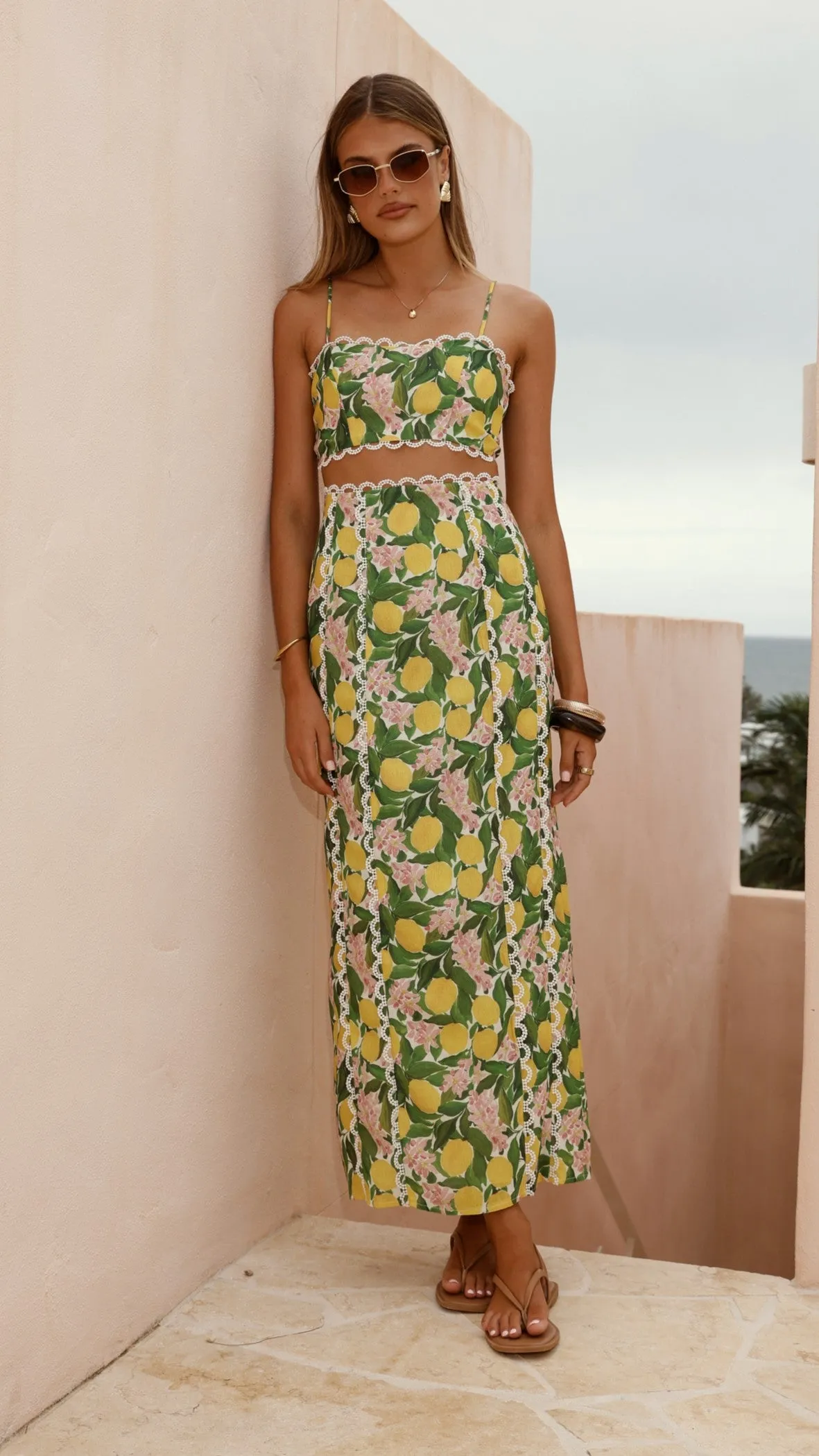 Nova Maxi Skirt - Lemon Print