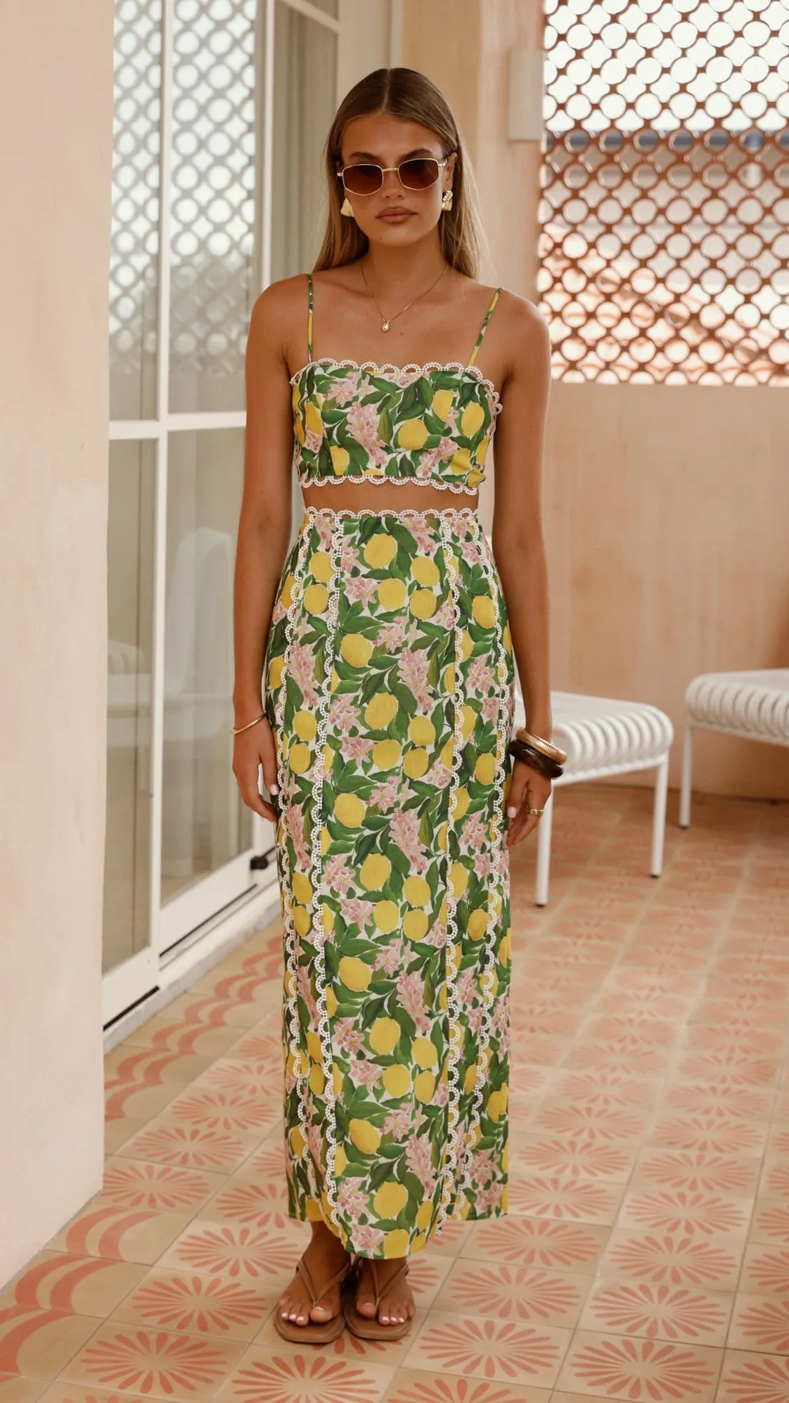 Nova Maxi Skirt - Lemon Print