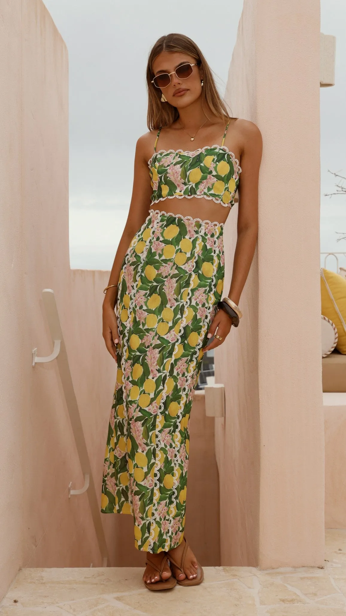 Nova Maxi Skirt - Lemon Print