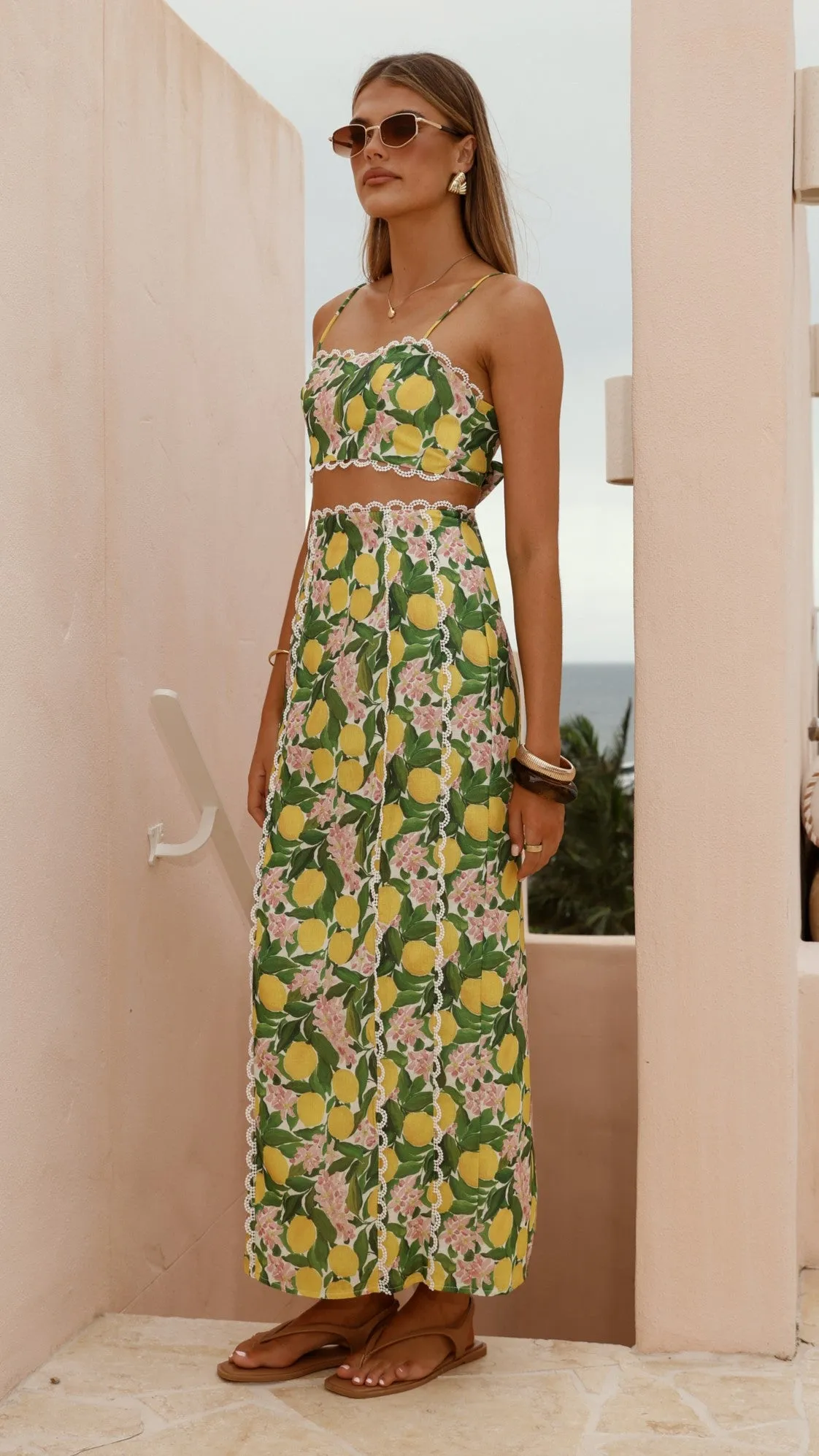 Nova Maxi Skirt - Lemon Print