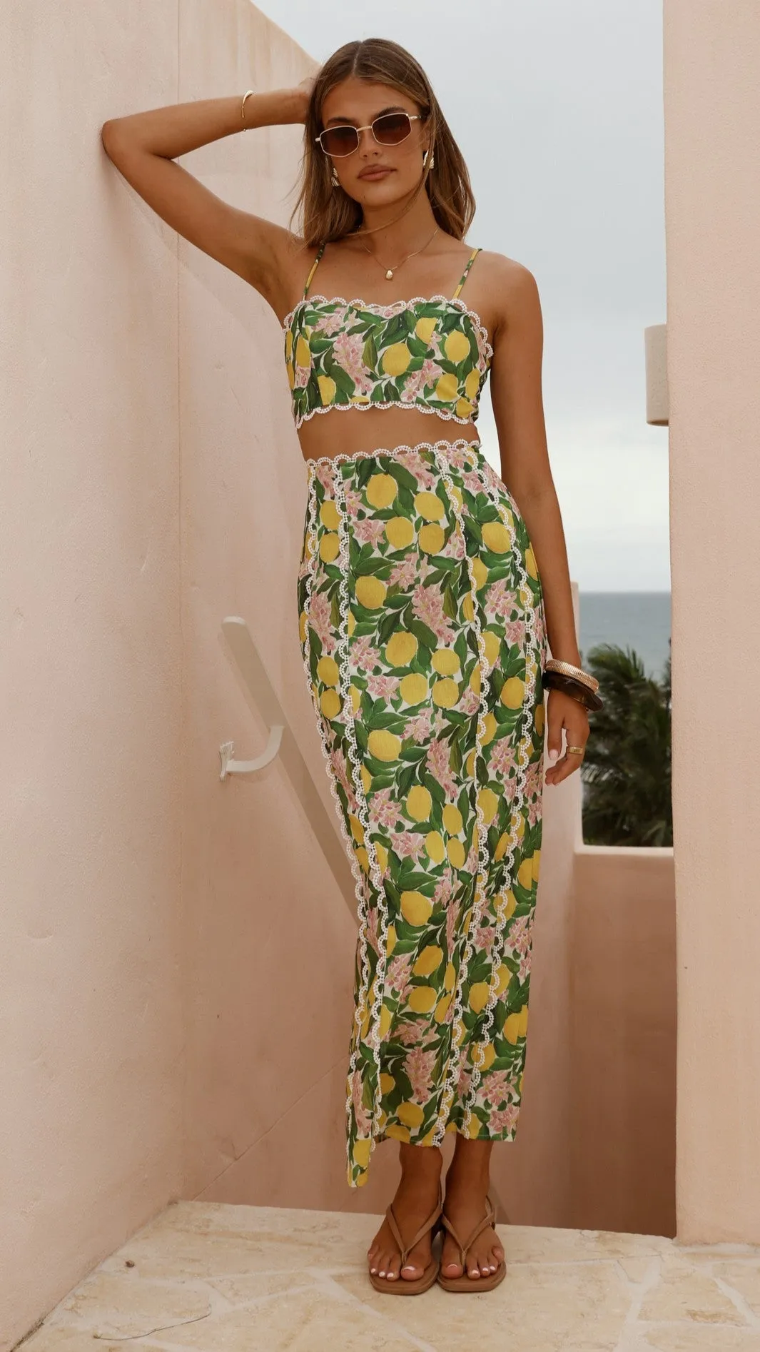 Nova Maxi Skirt - Lemon Print