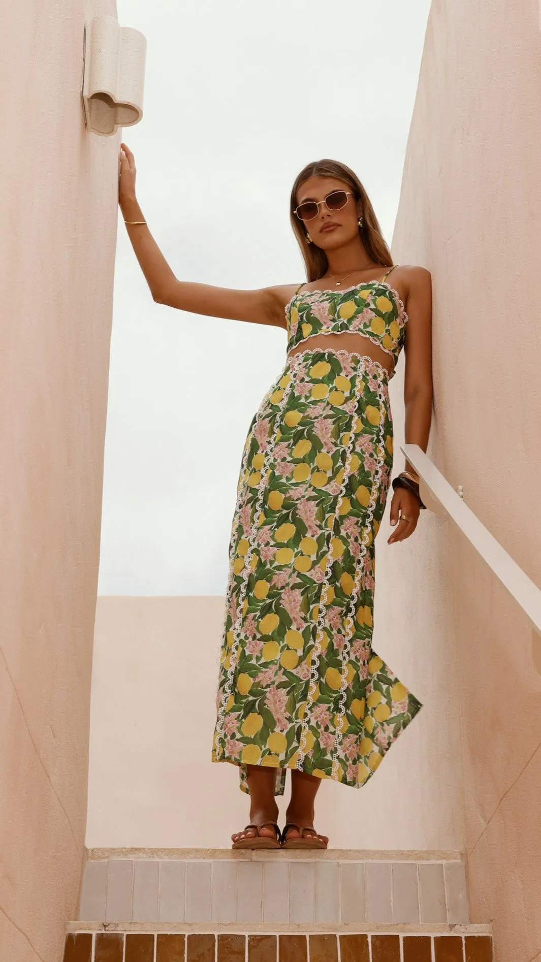 Nova Maxi Skirt - Lemon Print