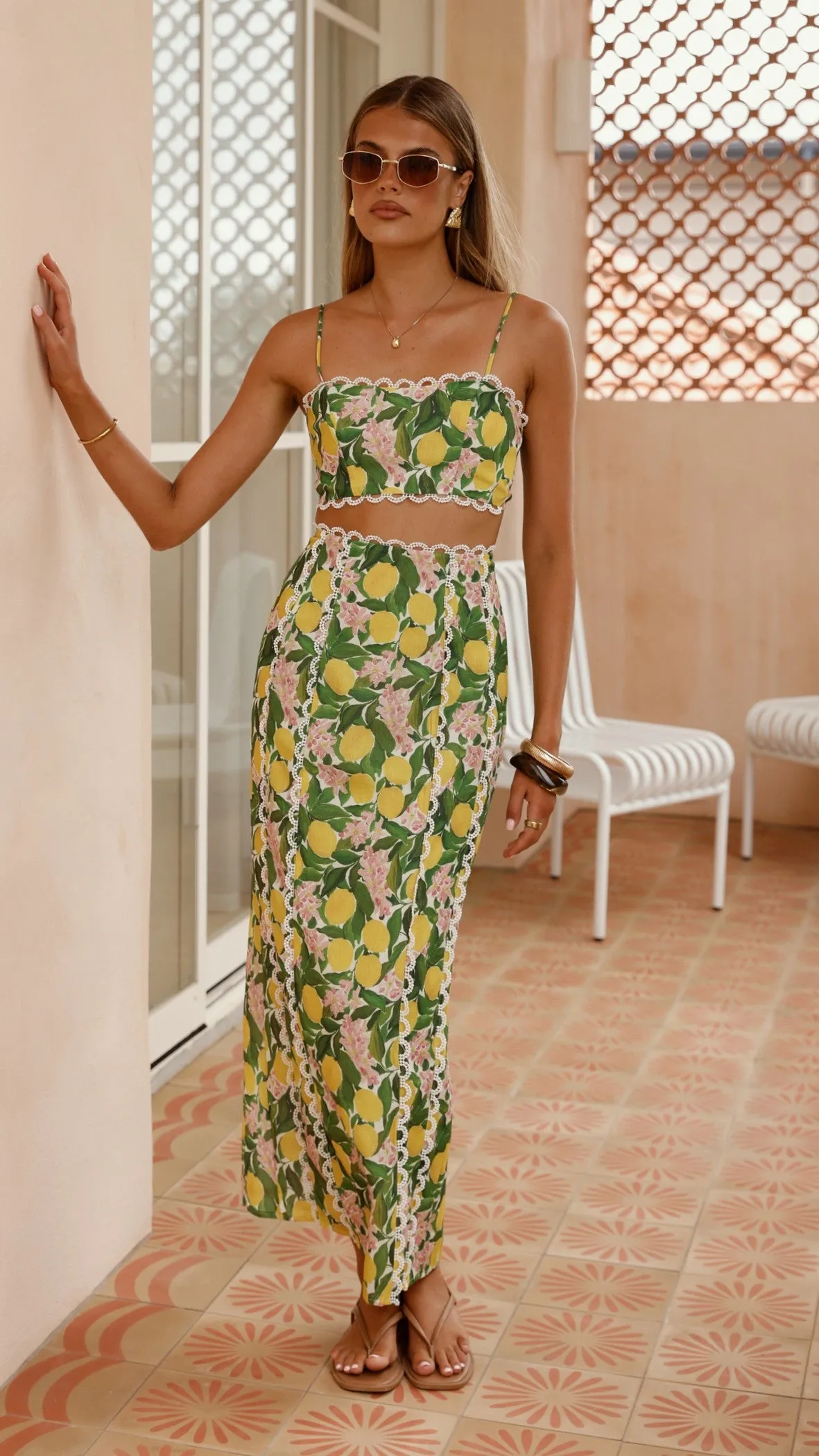 Nova Maxi Skirt - Lemon Print