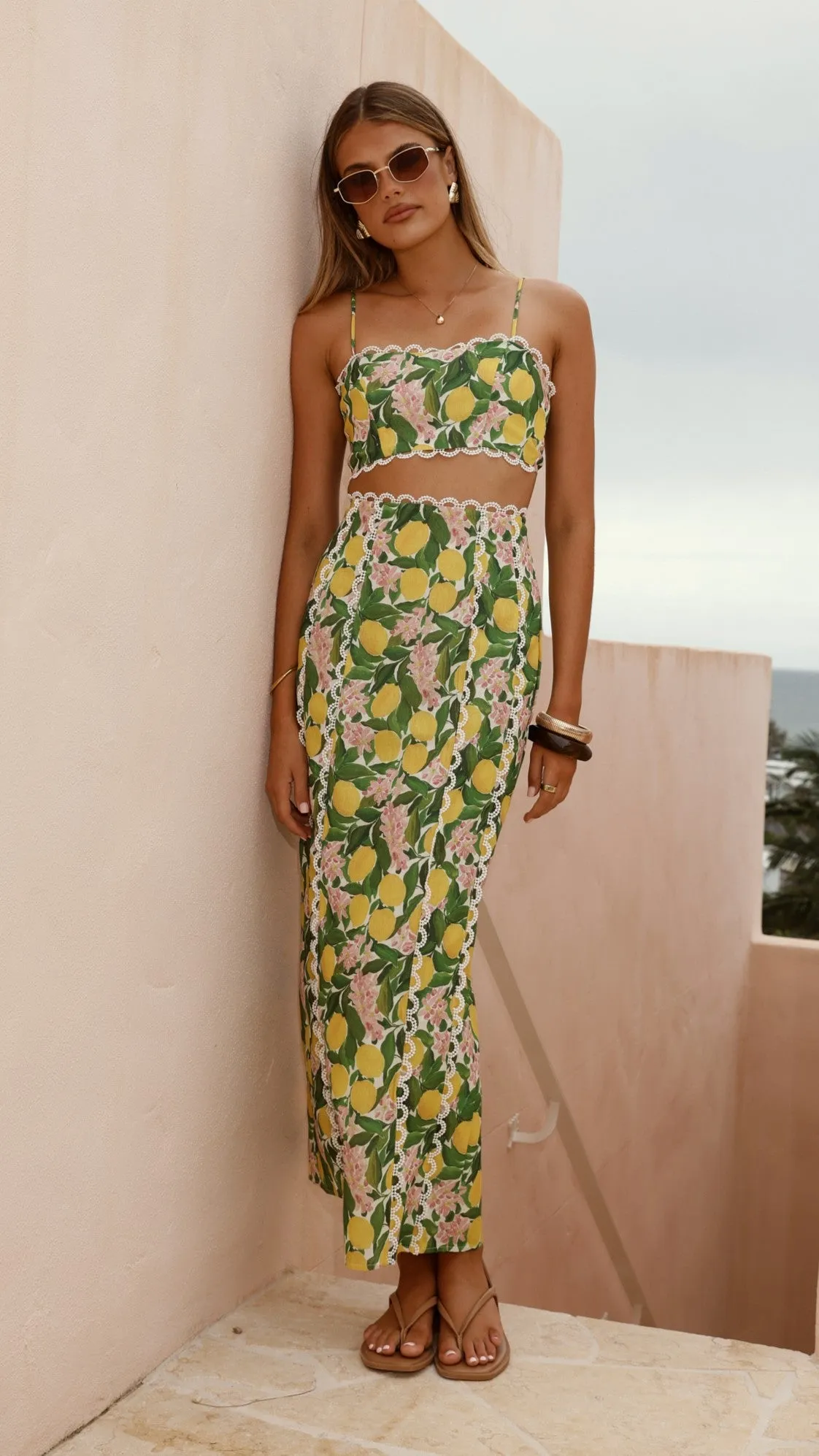 Nova Maxi Skirt - Lemon Print