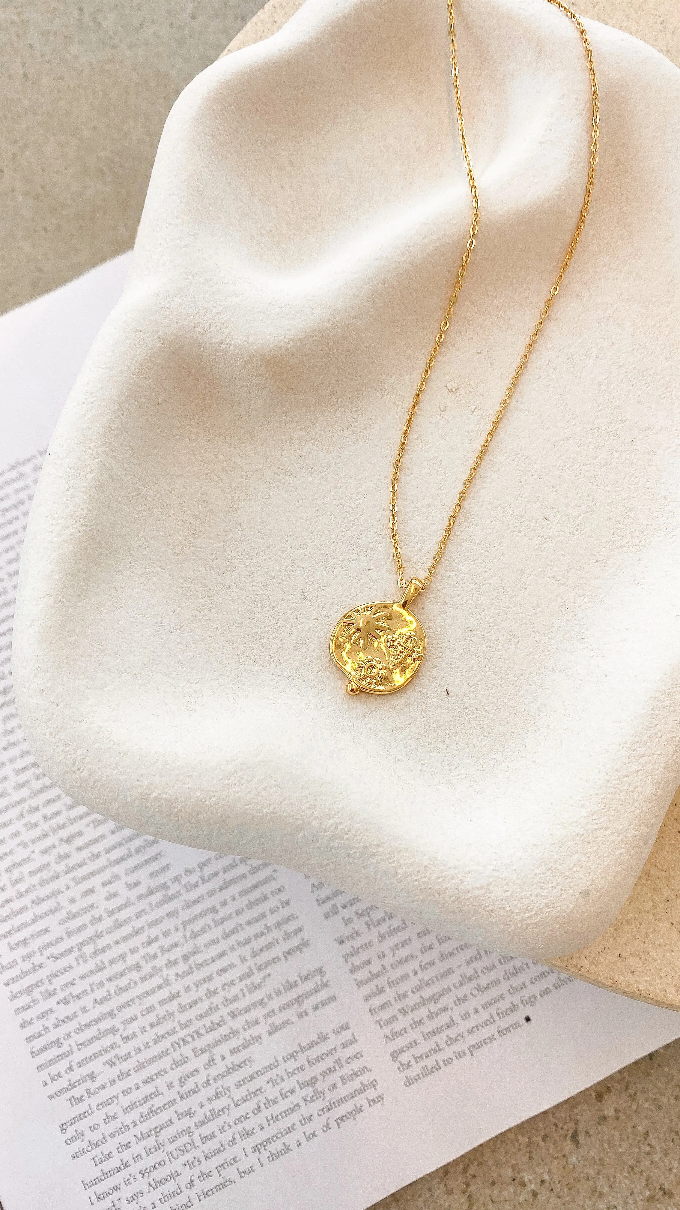 Ocean Coin Charm Necklace - Gold