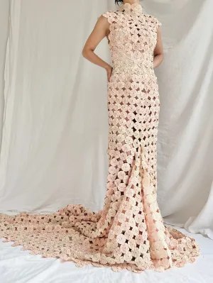 OOAK Dusty Pink/Cream Yo-yo Dress - S/6