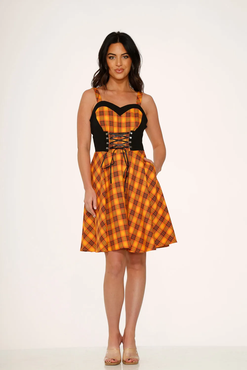 Orange Plaid Swing Dress