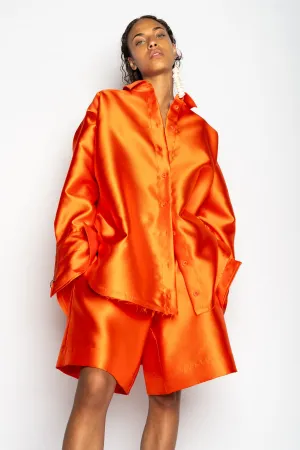 ORANGE SATIN OVERSIZED SHIRT