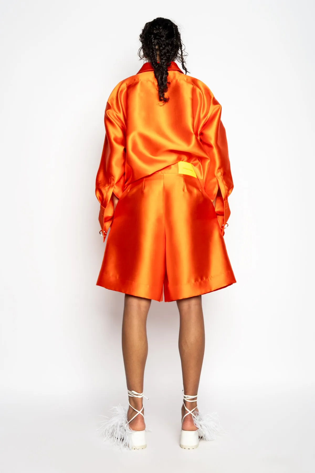 ORANGE SATIN OVERSIZED SHIRT