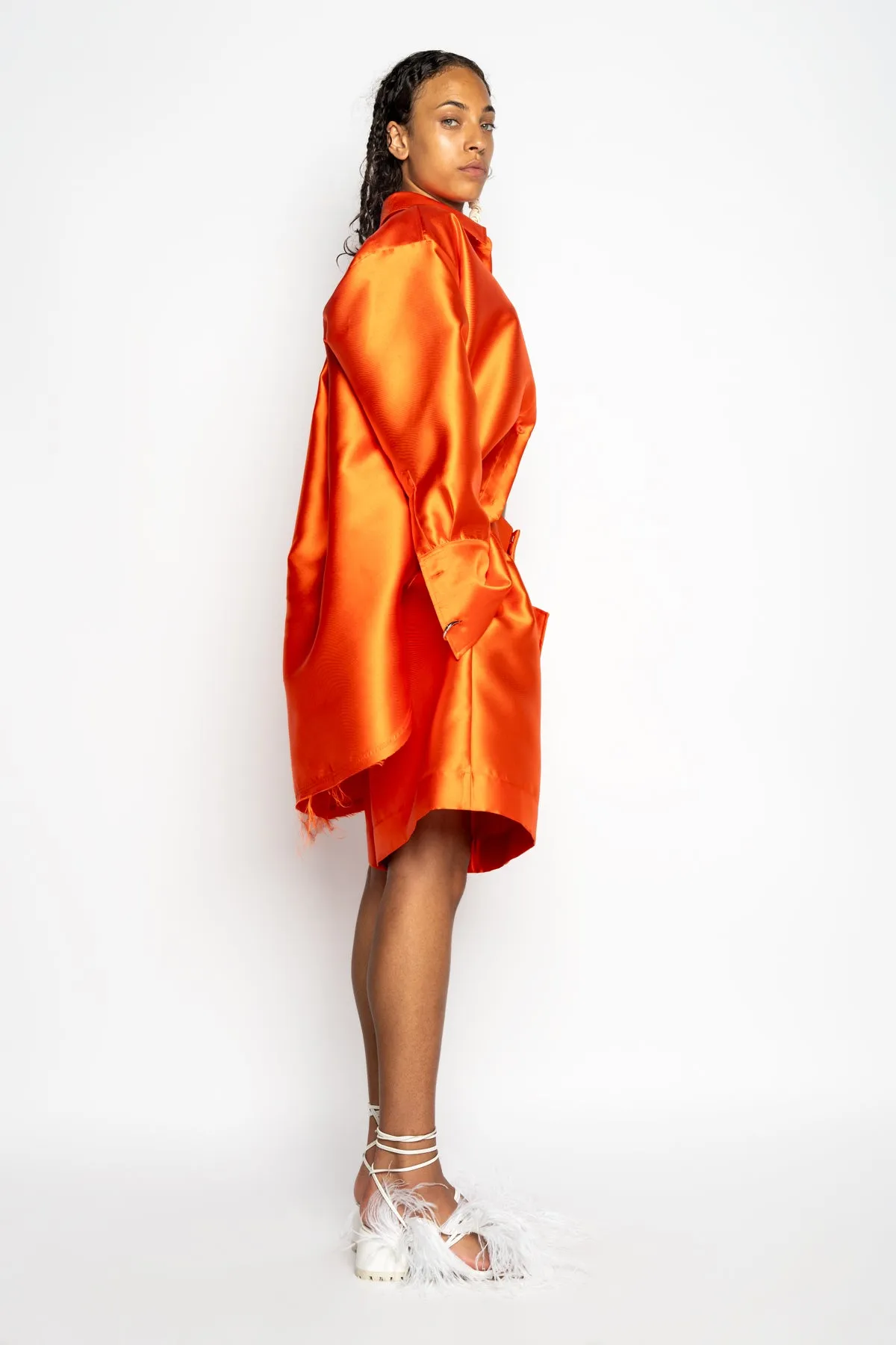 ORANGE SATIN OVERSIZED SHIRT