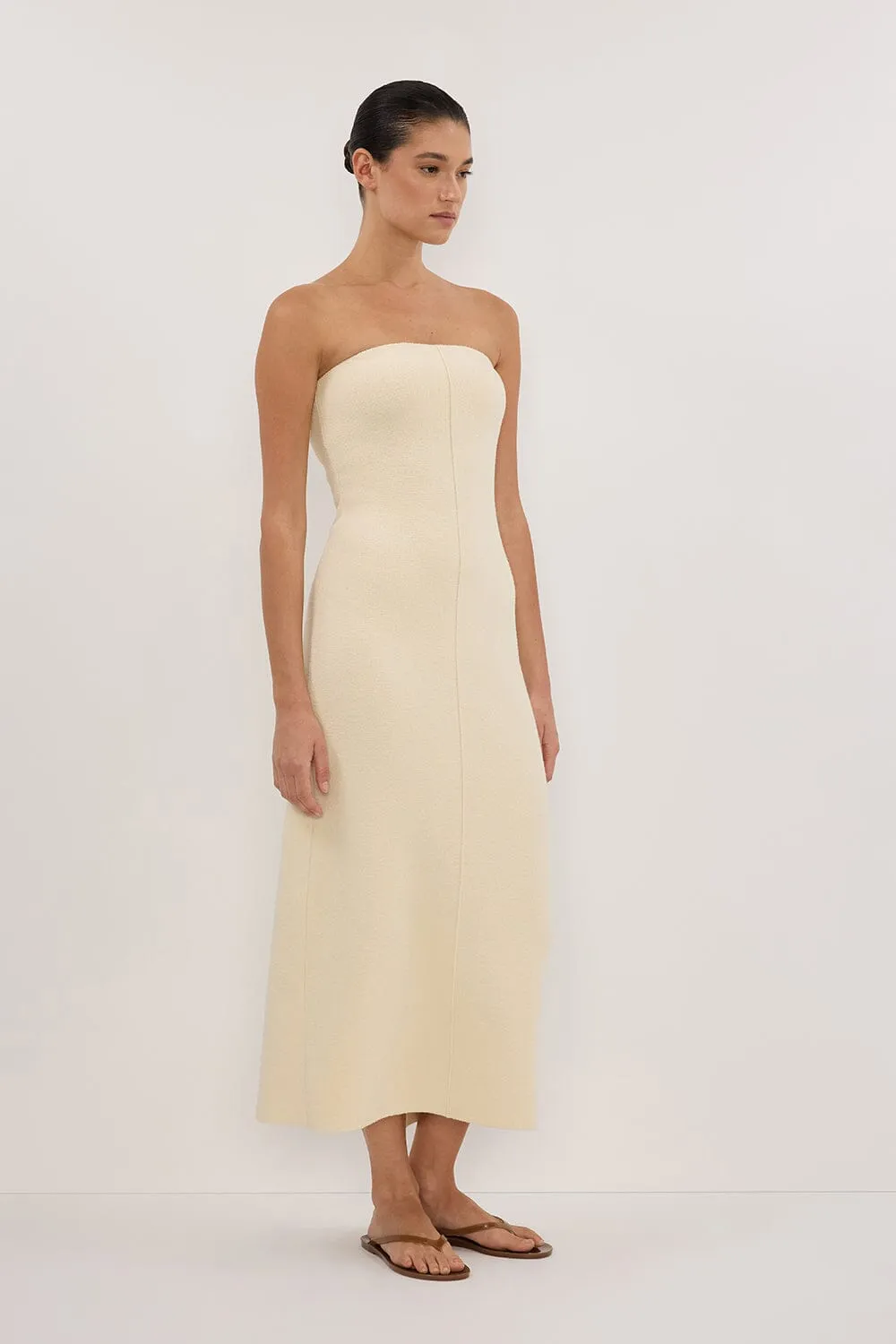 OWEN CREAM CREPE BANDEAU DRESS