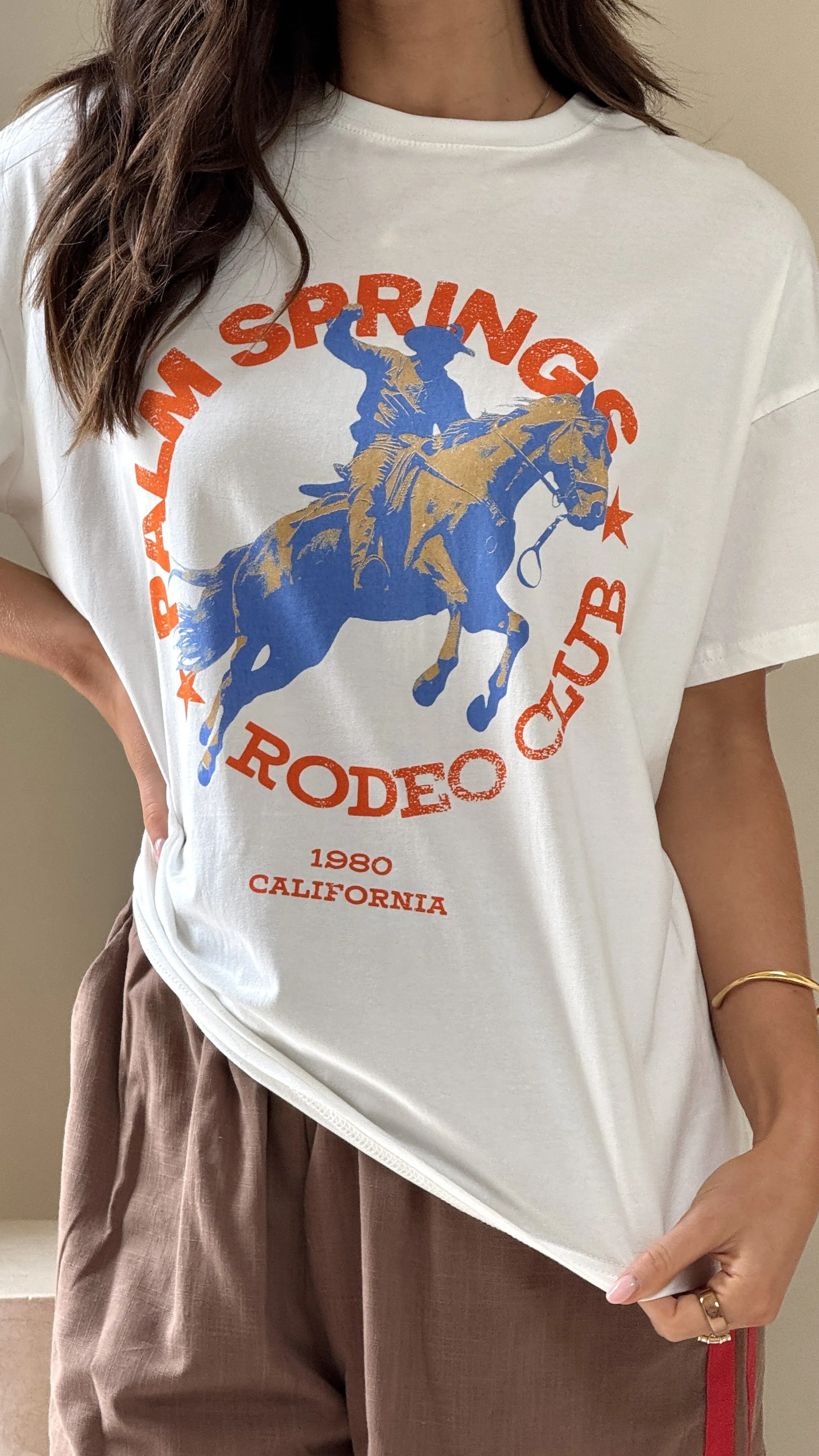 Palm Springs Rodeo Shirt And Shorts Set - White/Brown