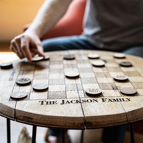 Personalized Tennessee Whiskey Barrel Checkerboard Game Table Set