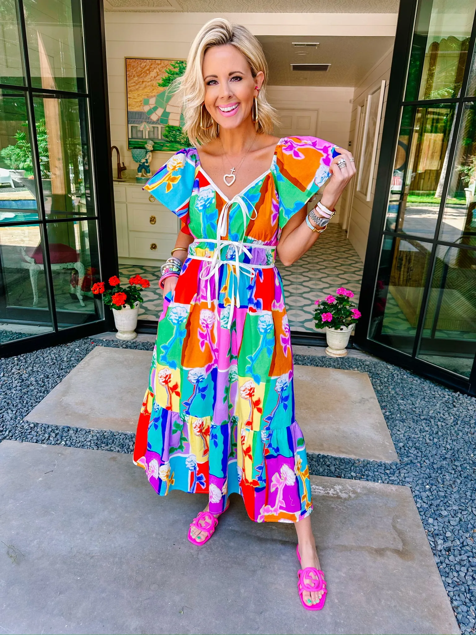 PETAL POP ART COLORFUL MIDI DRESS